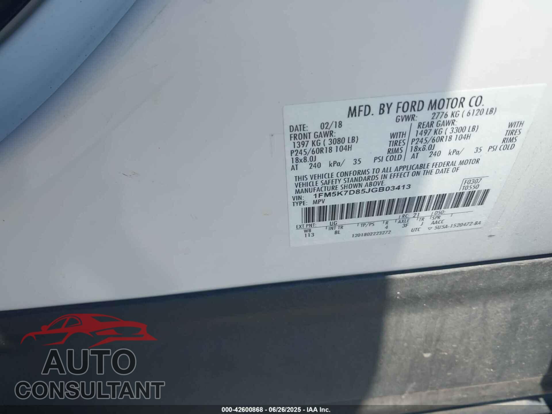 FORD EXPLORER 2018 - 1FM5K7D85JGB03413