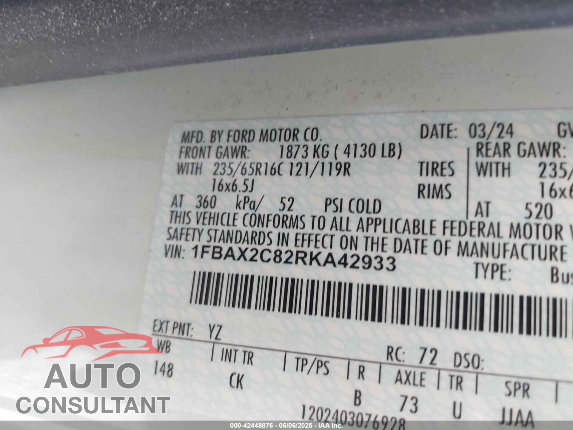 FORD TRANSIT-350 PASSENGER VAN 2024 - 1FBAX2C82RKA42933