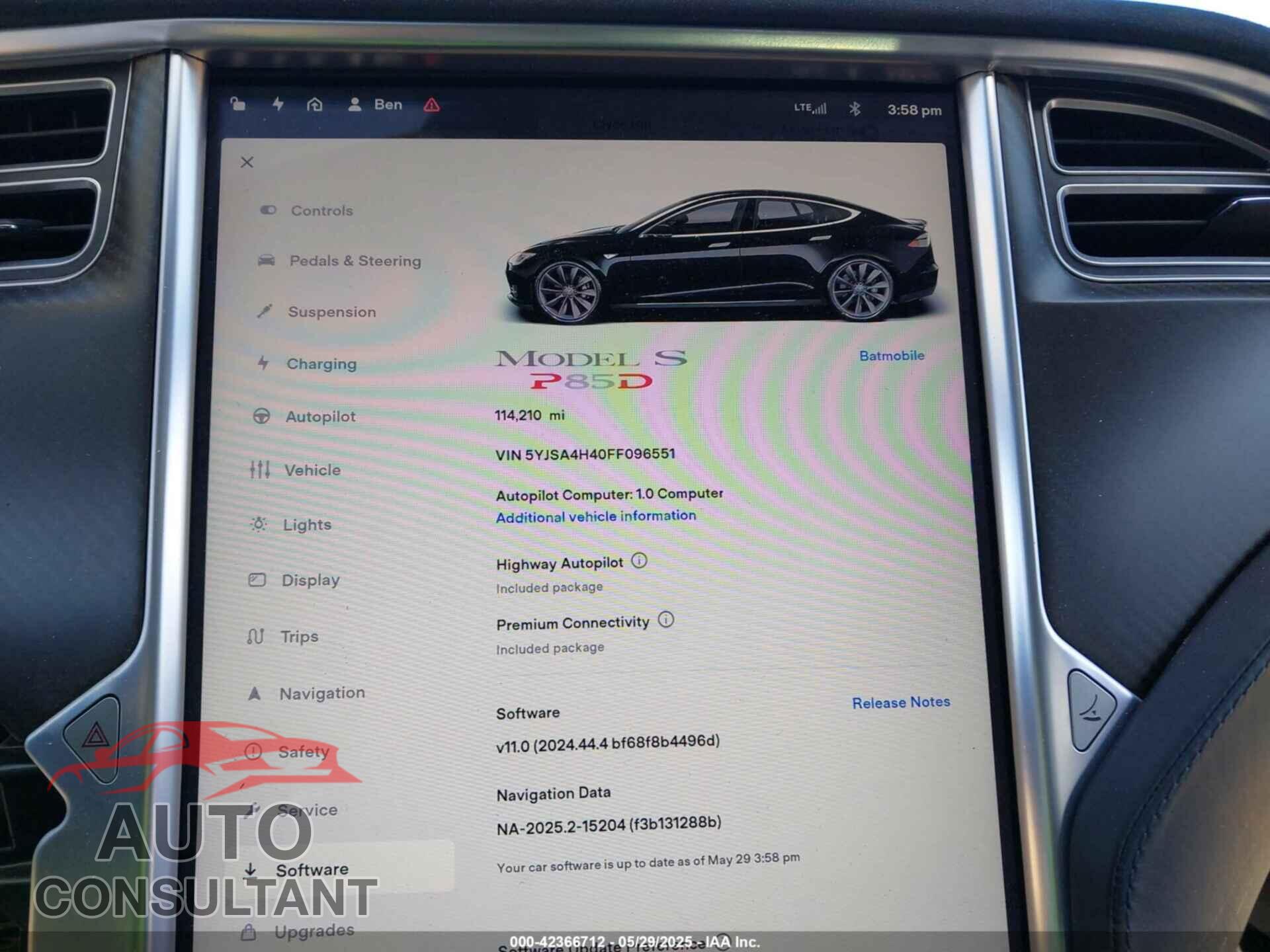 TESLA MODEL S 2015 - 5YJSA4H40FF096551