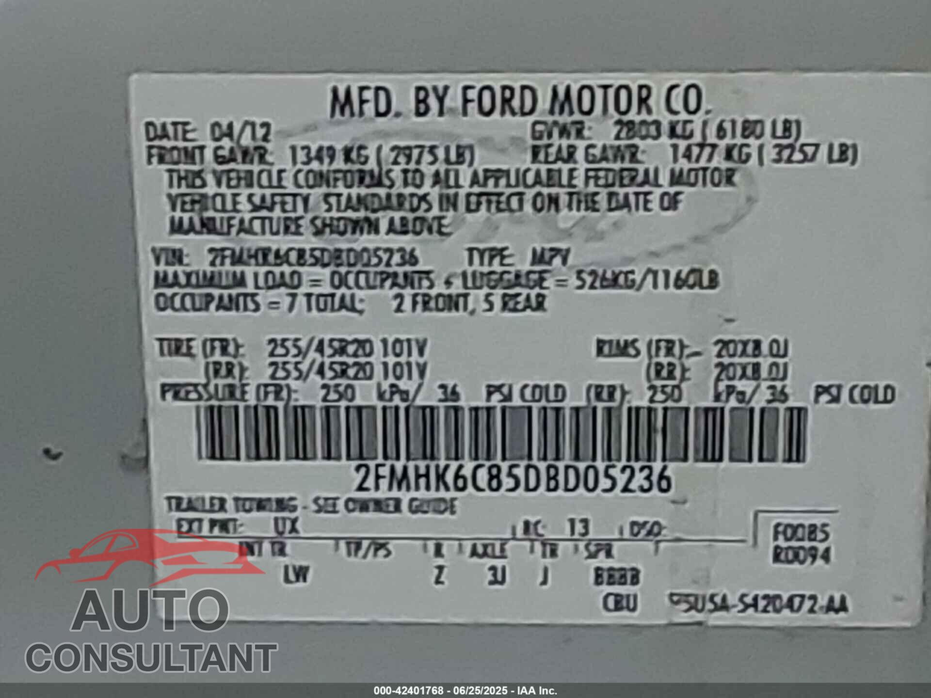 FORD FLEX 2013 - 2FMHK6C85DBD05236