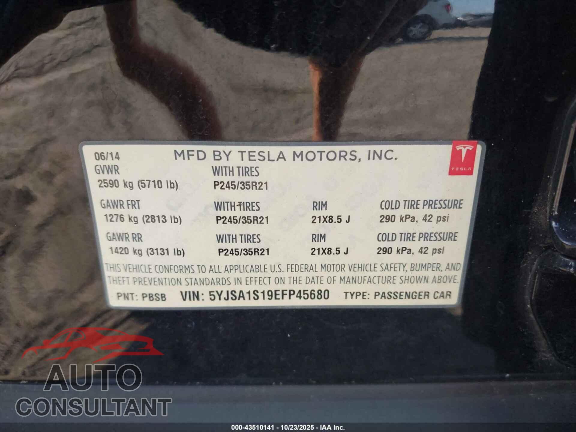 TESLA MODEL S 2014 - 5YJSA1S19EFP45680