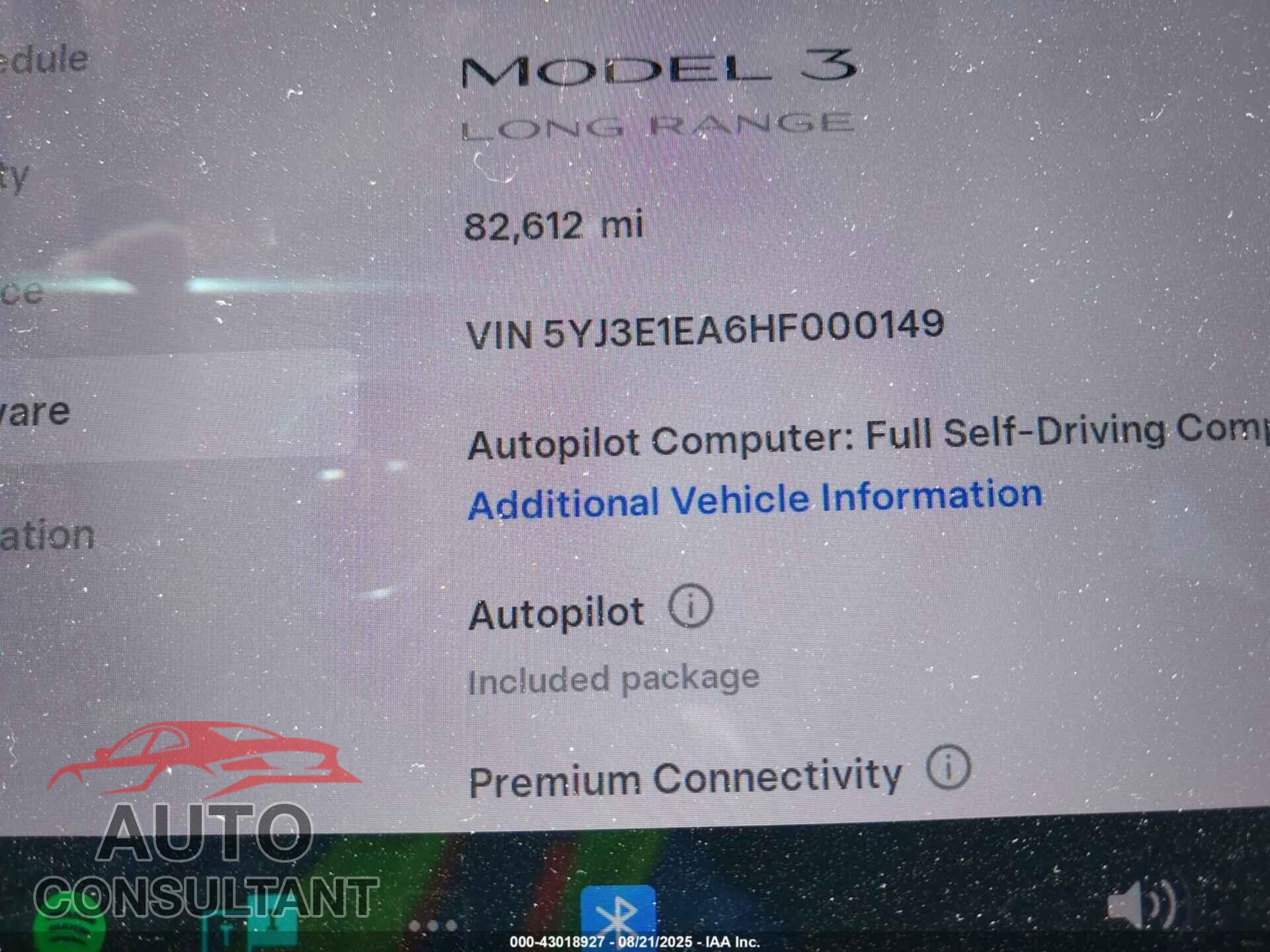 TESLA MODEL 3 2017 - 5YJ3E1EA6HF000149