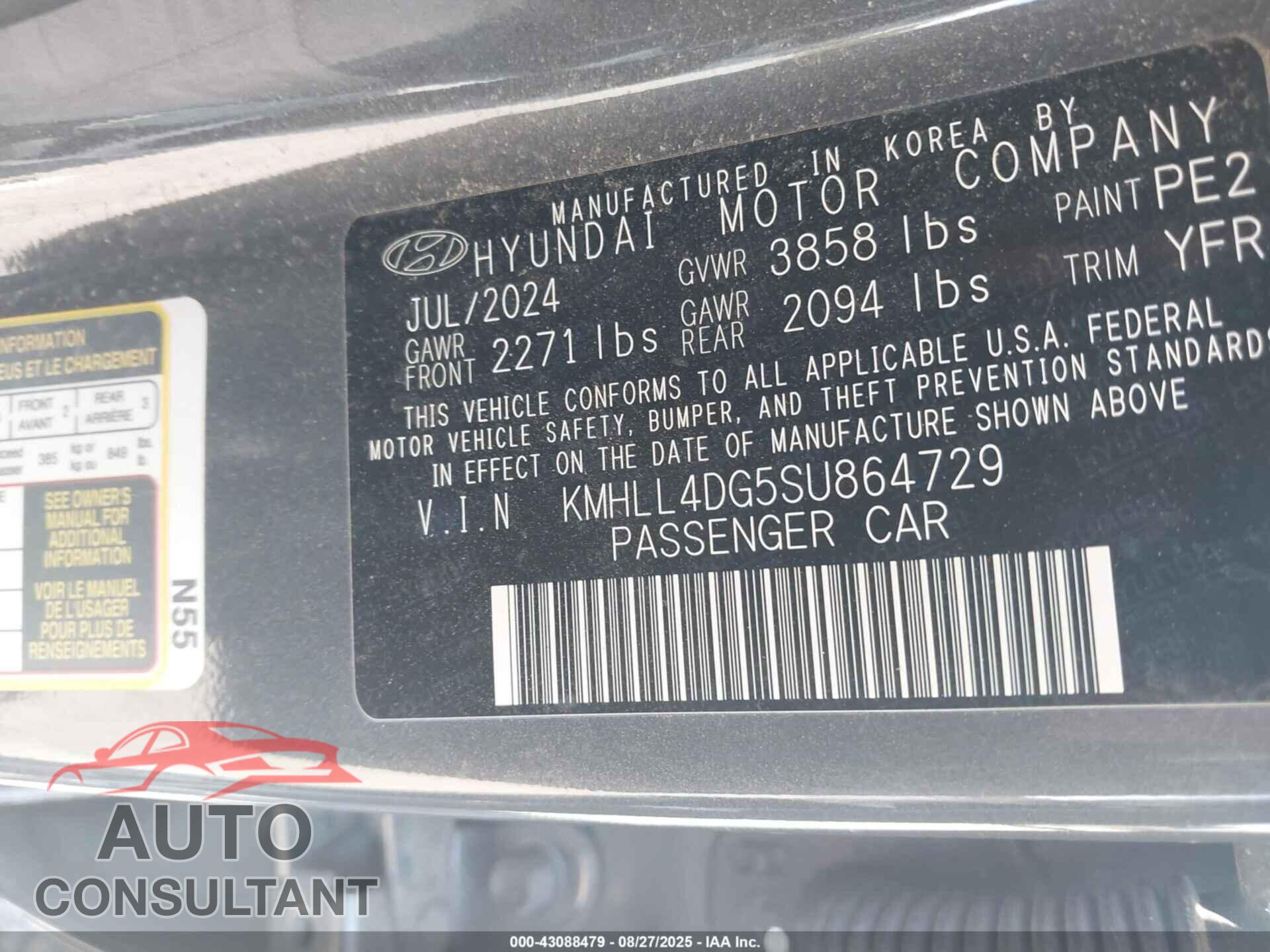 HYUNDAI ELANTRA 2025 - KMHLL4DG5SU864729