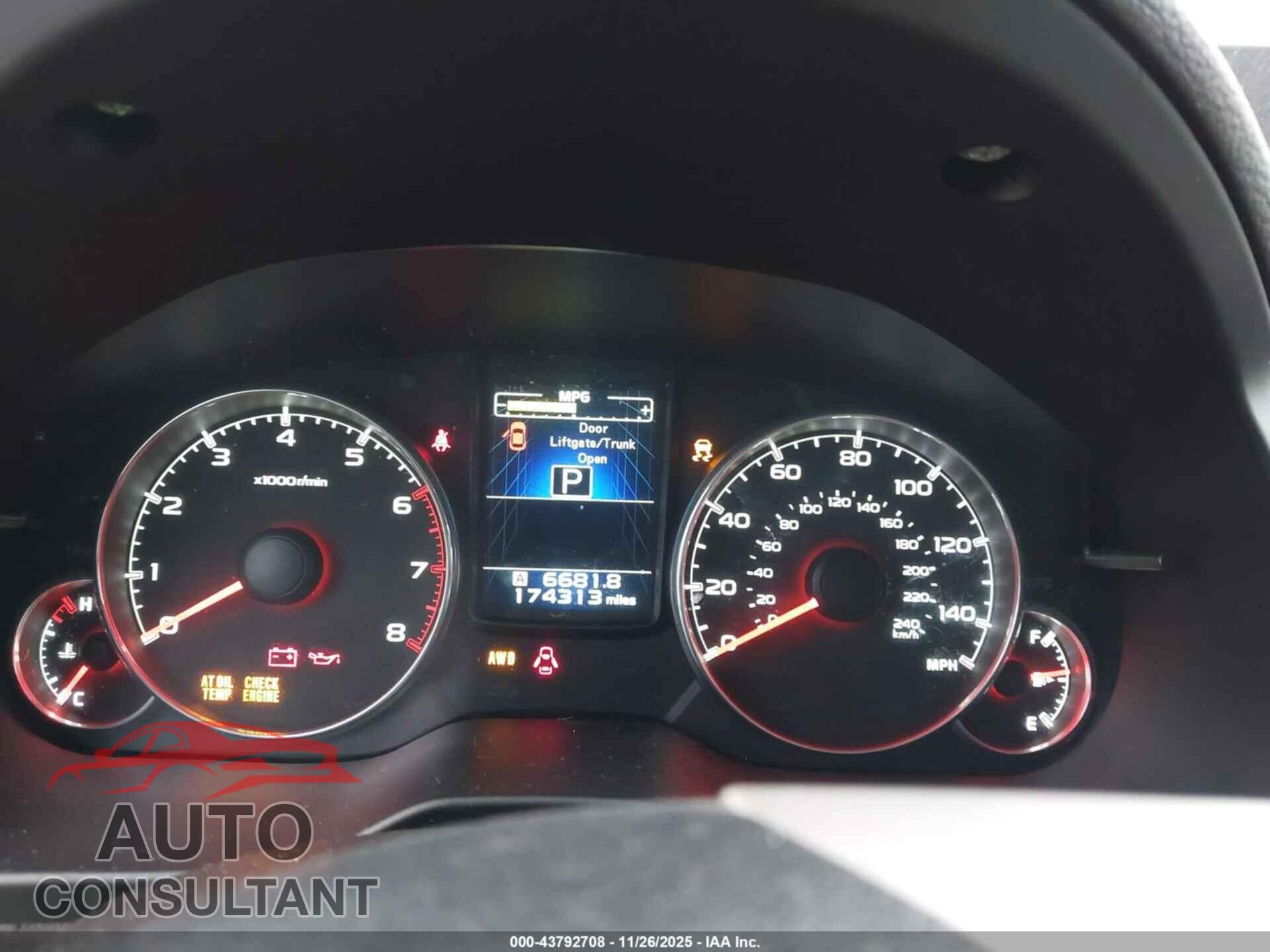 SUBARU OUTBACK 2014 - 4S4BRBLC8E3216681