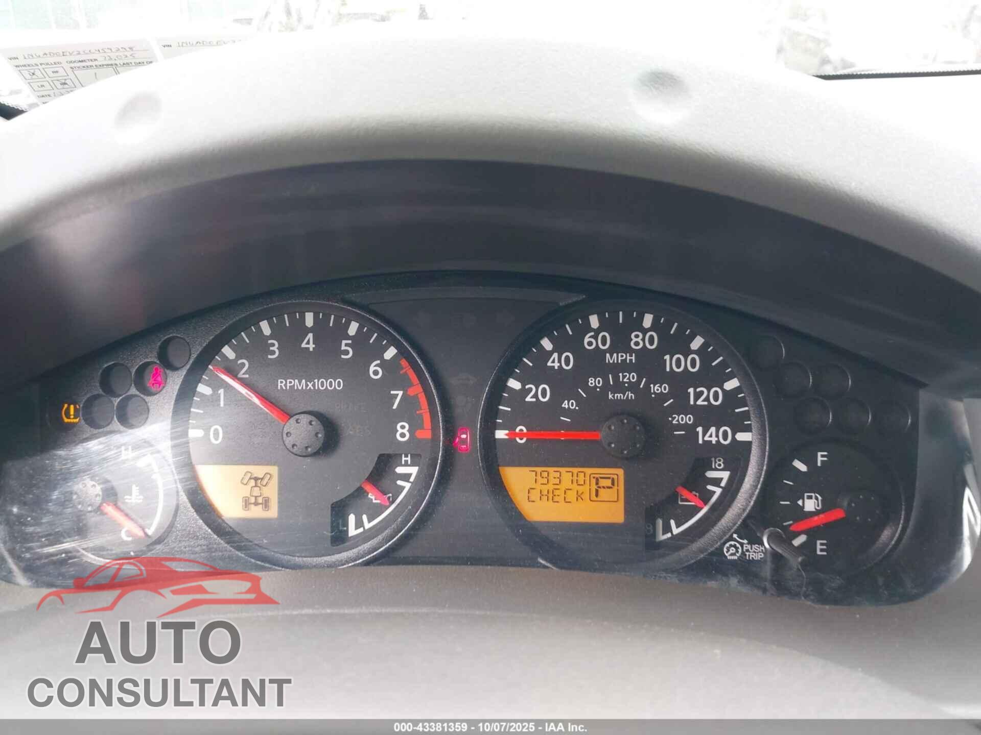 NISSAN FRONTIER 2012 - 1N6AD0EV2CC459298