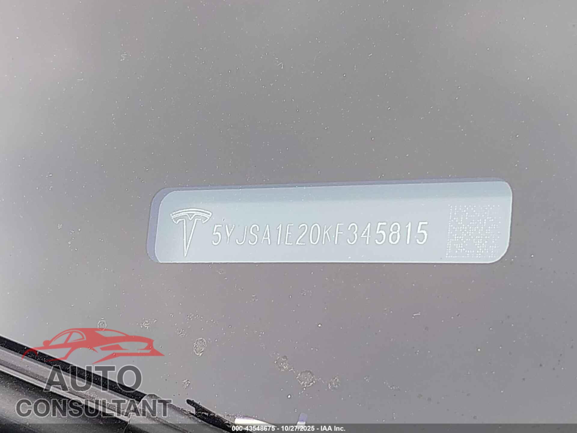 TESLA MODEL S 2019 - 5YJSA1E20KF345815
