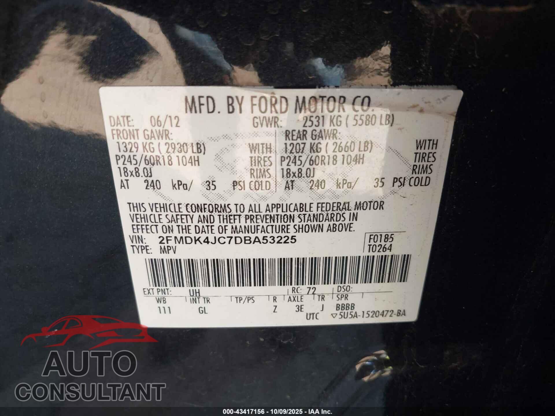 FORD EDGE 2013 - 2FMDK4JC7DBA53225