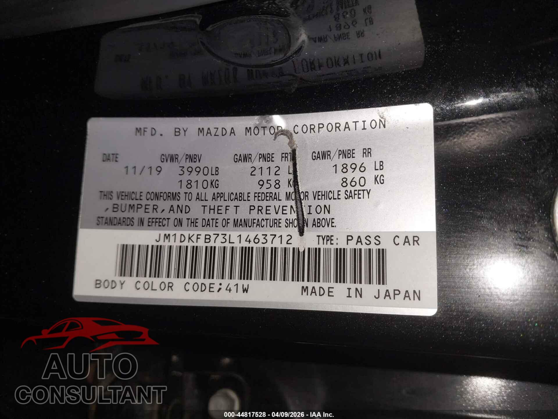 MAZDA CX-3 2020 - JM1DKFB73L1463712