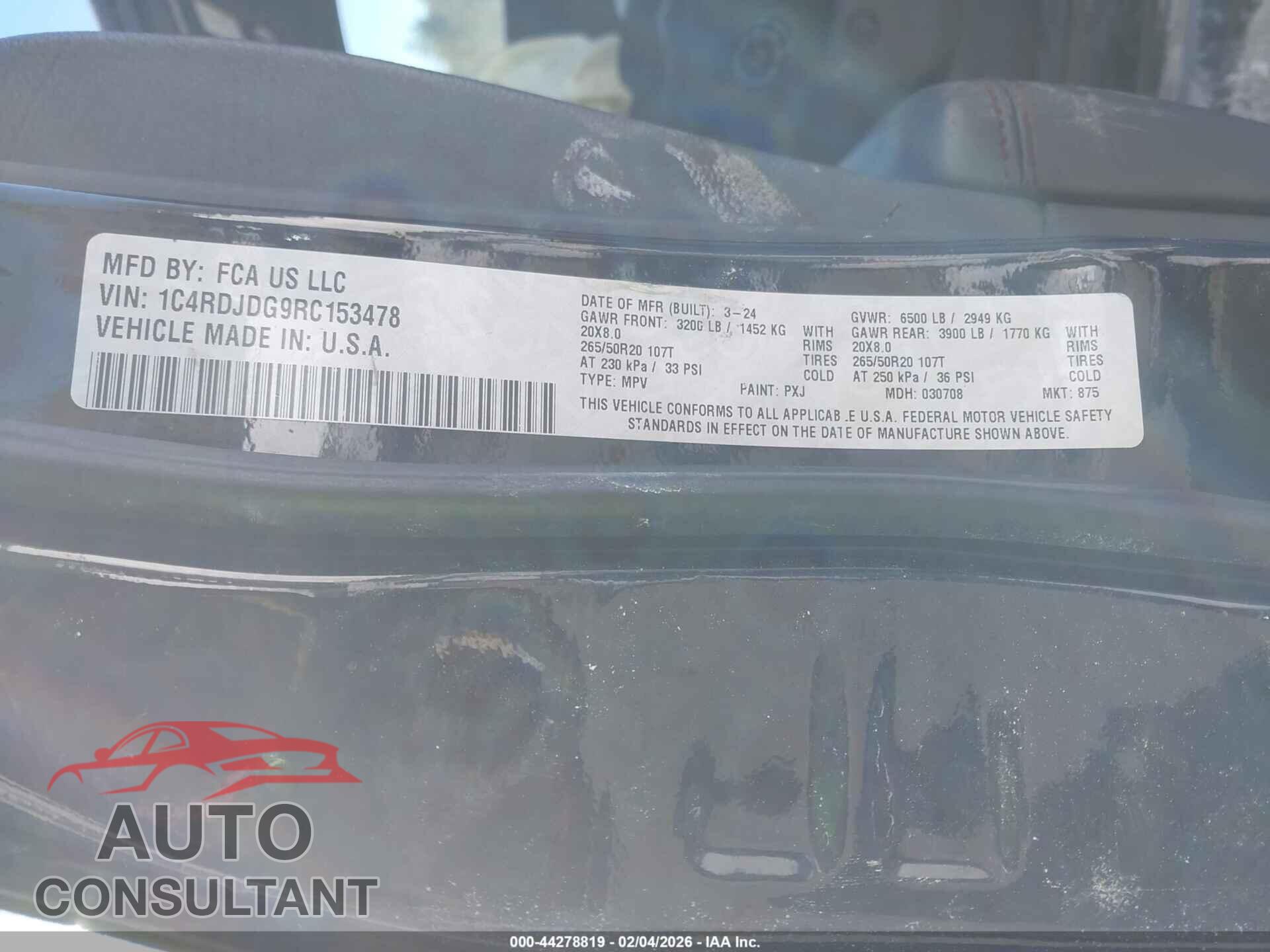 DODGE DURANGO 2024 - 1C4RDJDG9RC153478
