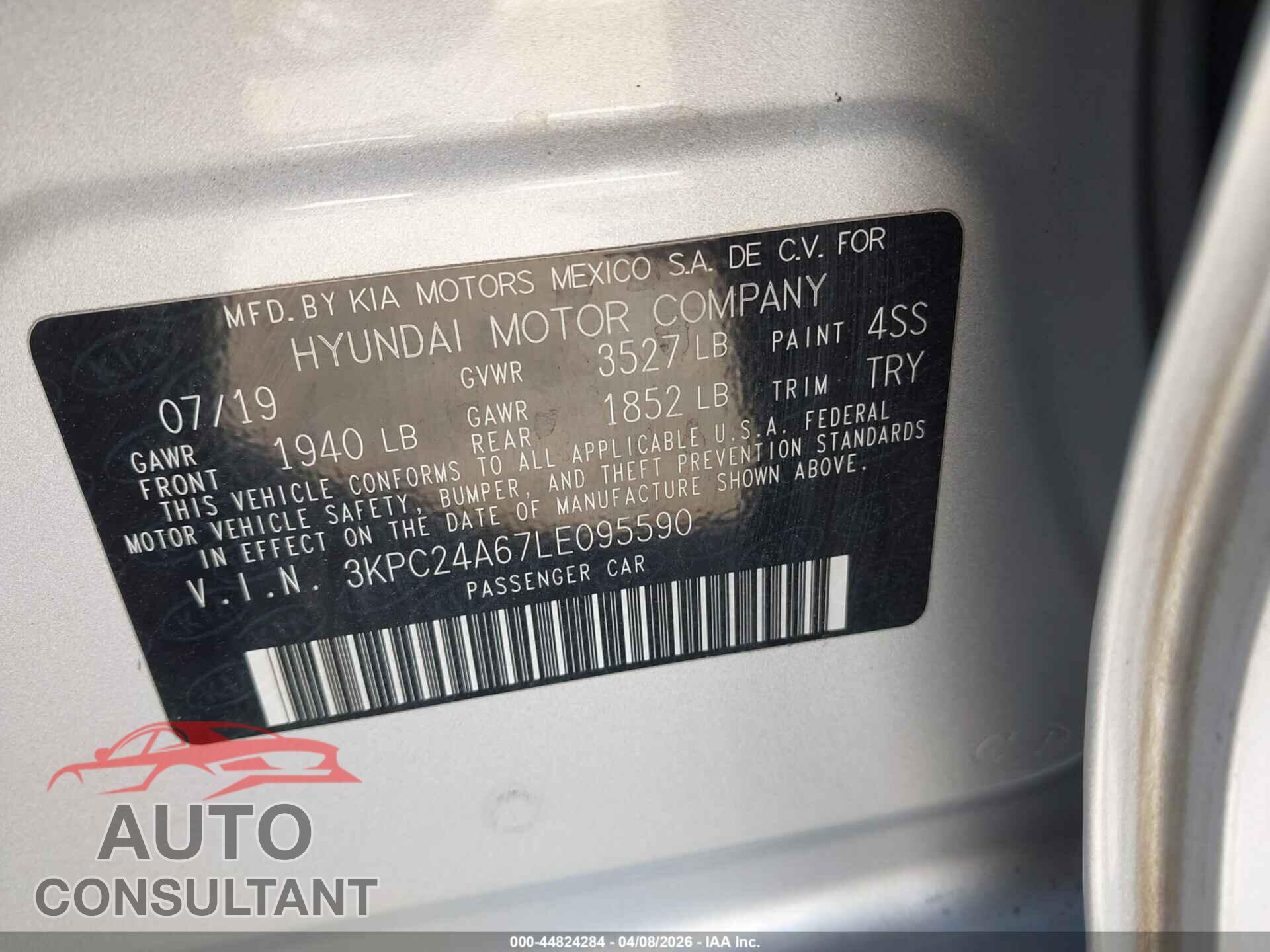 HYUNDAI ACCENT 2020 - 3KPC24A67LE095590