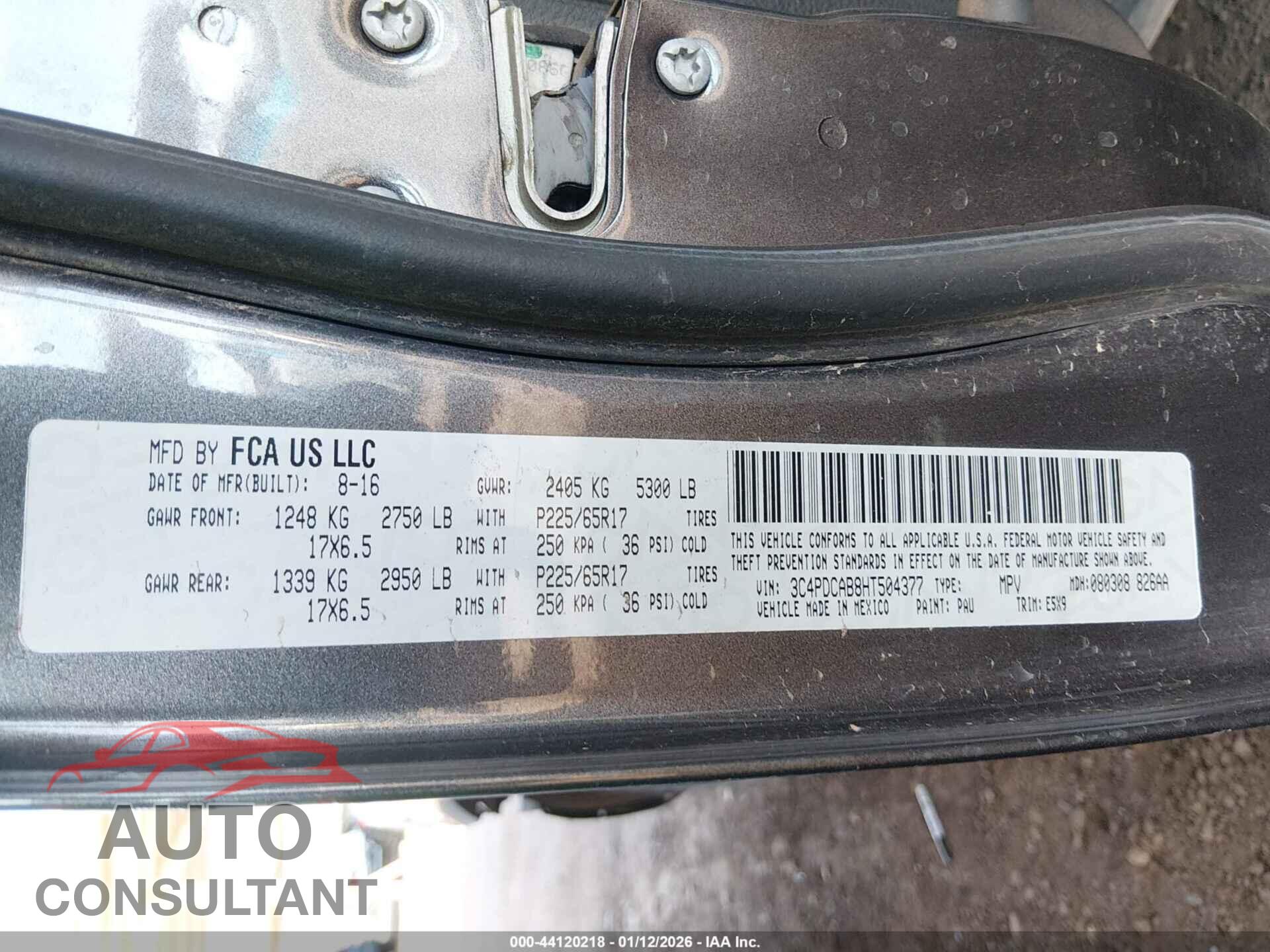 DODGE JOURNEY 2017 - 3C4PDCAB8HT504377