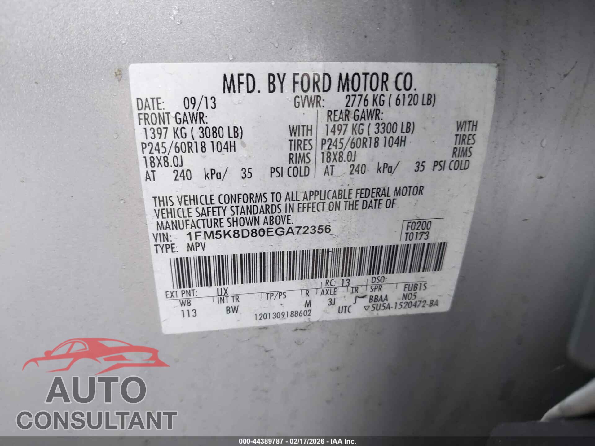 FORD EXPLORER 2014 - 1FM5K8D80EGA72356