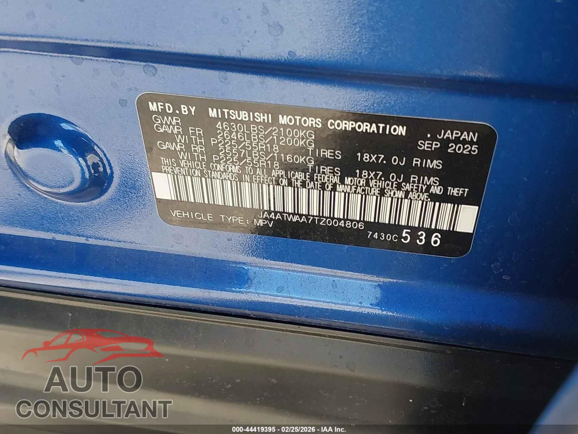 MITSUBISHI ECLIPSE CROSS 2026 - JA4ATWAA7TZ004806