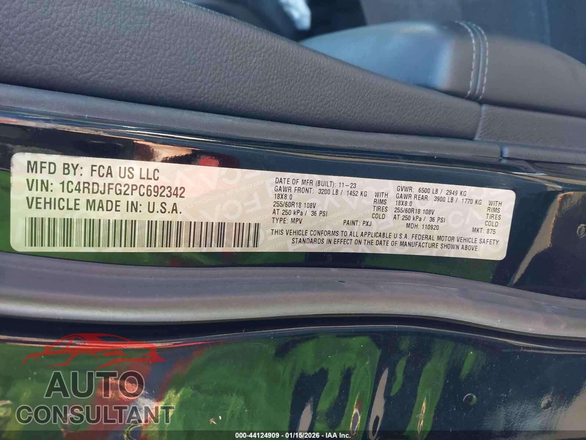 DODGE DURANGO 2023 - 1C4RDJFG2PC692342