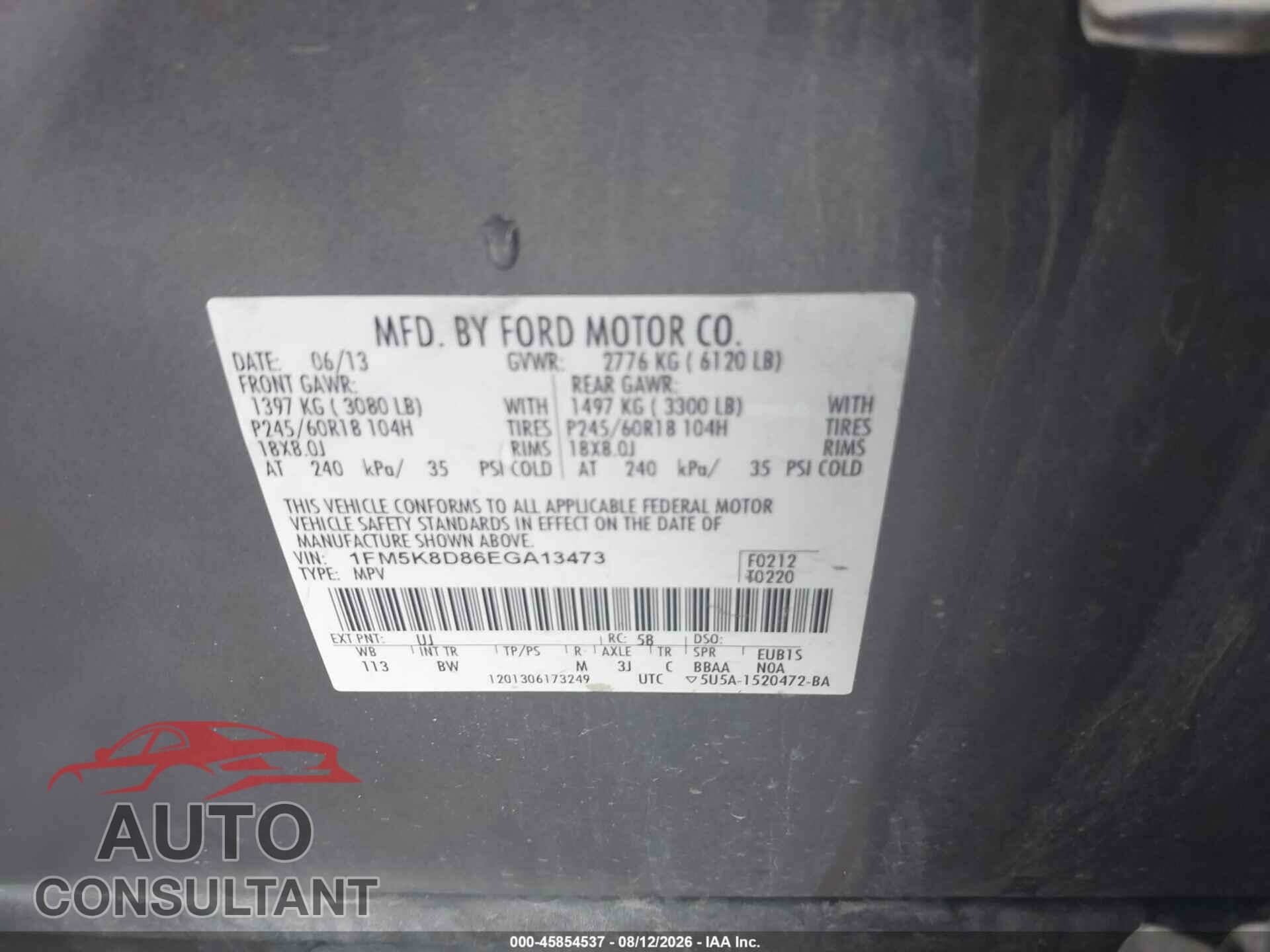 FORD EXPLORER 2014 - 1FM5K8D86EGA13473