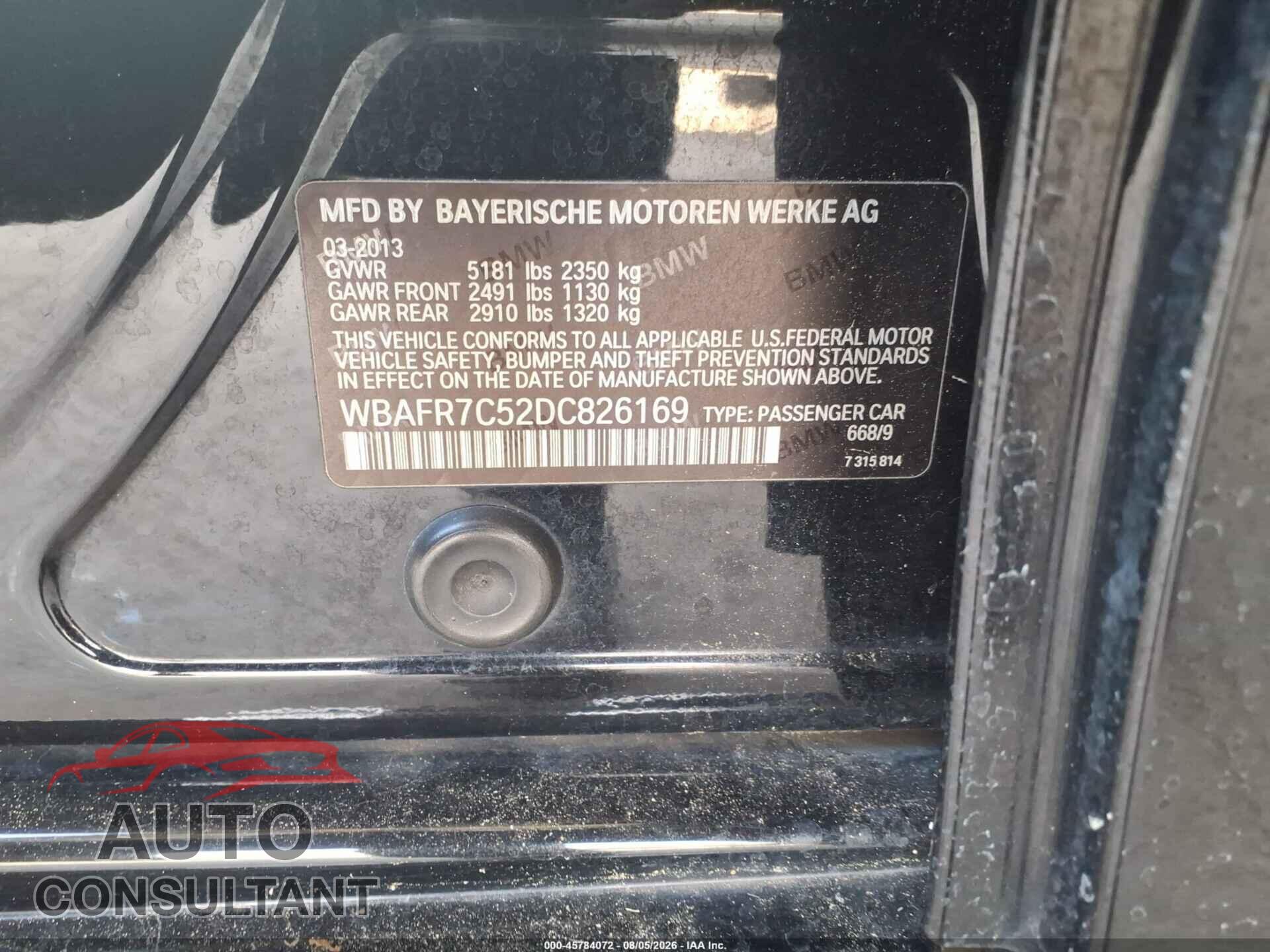 BMW 535I 2013 - WBAFR7C52DC826169