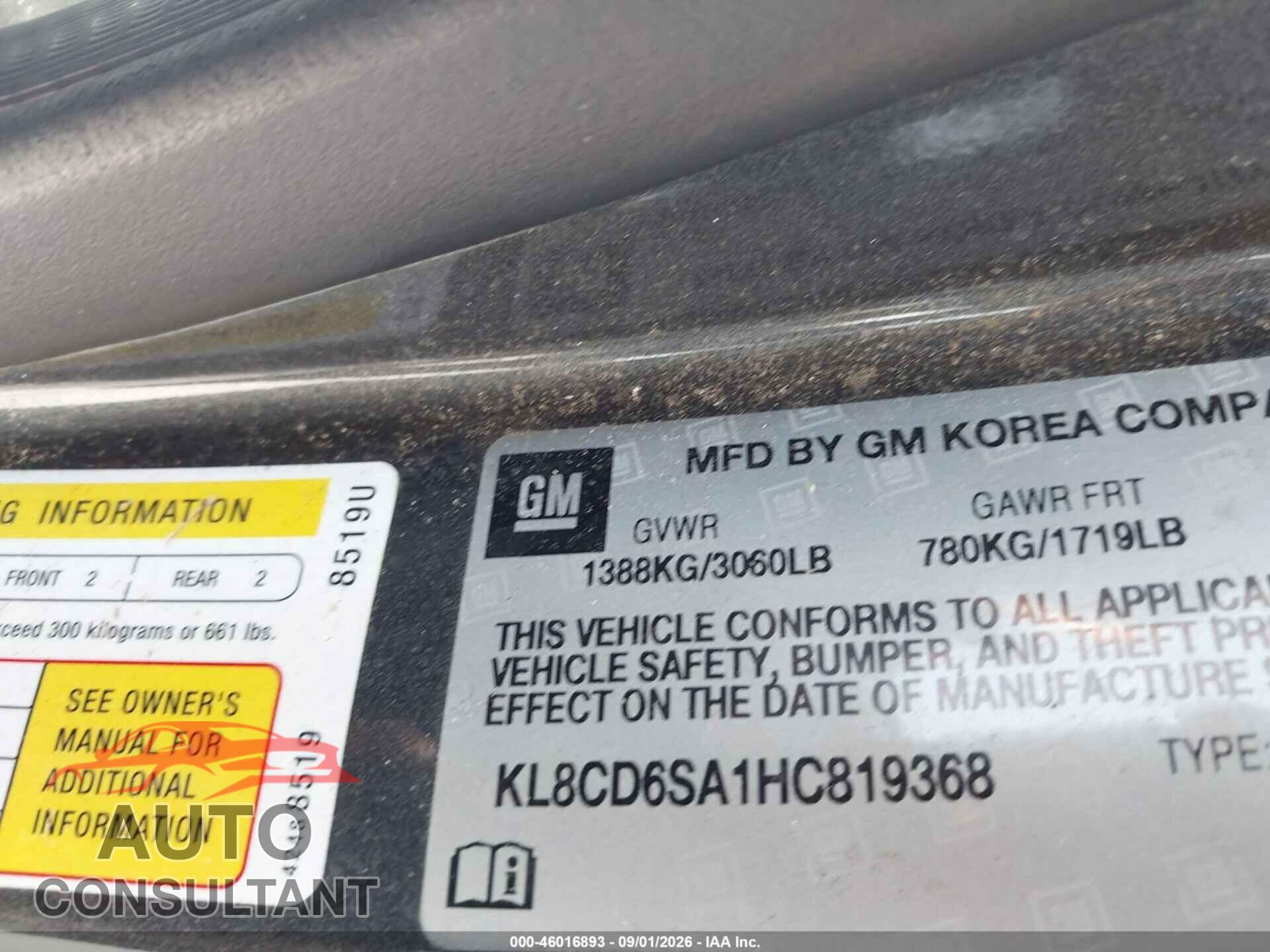 CHEVROLET SPARK 2017 - KL8CD6SA1HC819368
