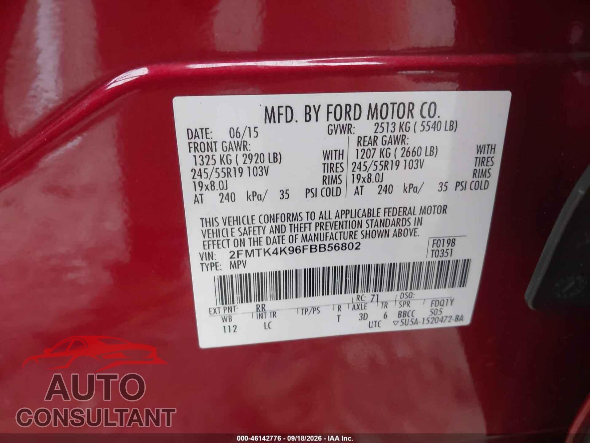 FORD EDGE 2015 - 2FMTK4K96FBB56802