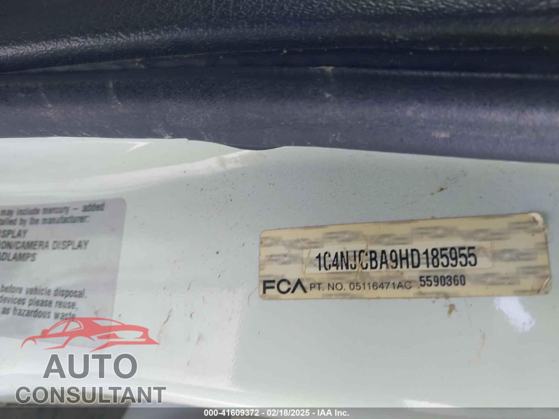 JEEP COMPASS 2017 - 1C4NJCBA9HD185955