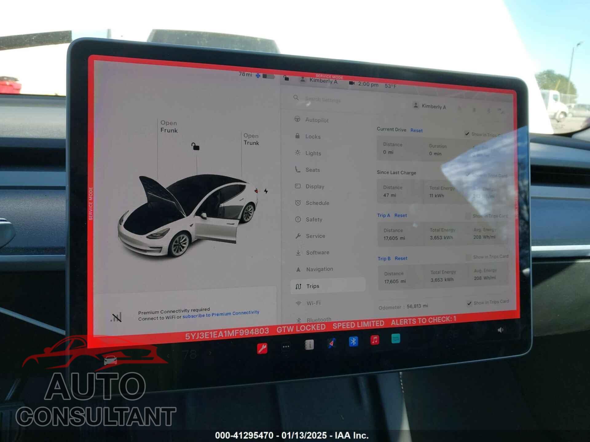 TESLA MODEL 3 2021 - 5YJ3E1EA1MF994803