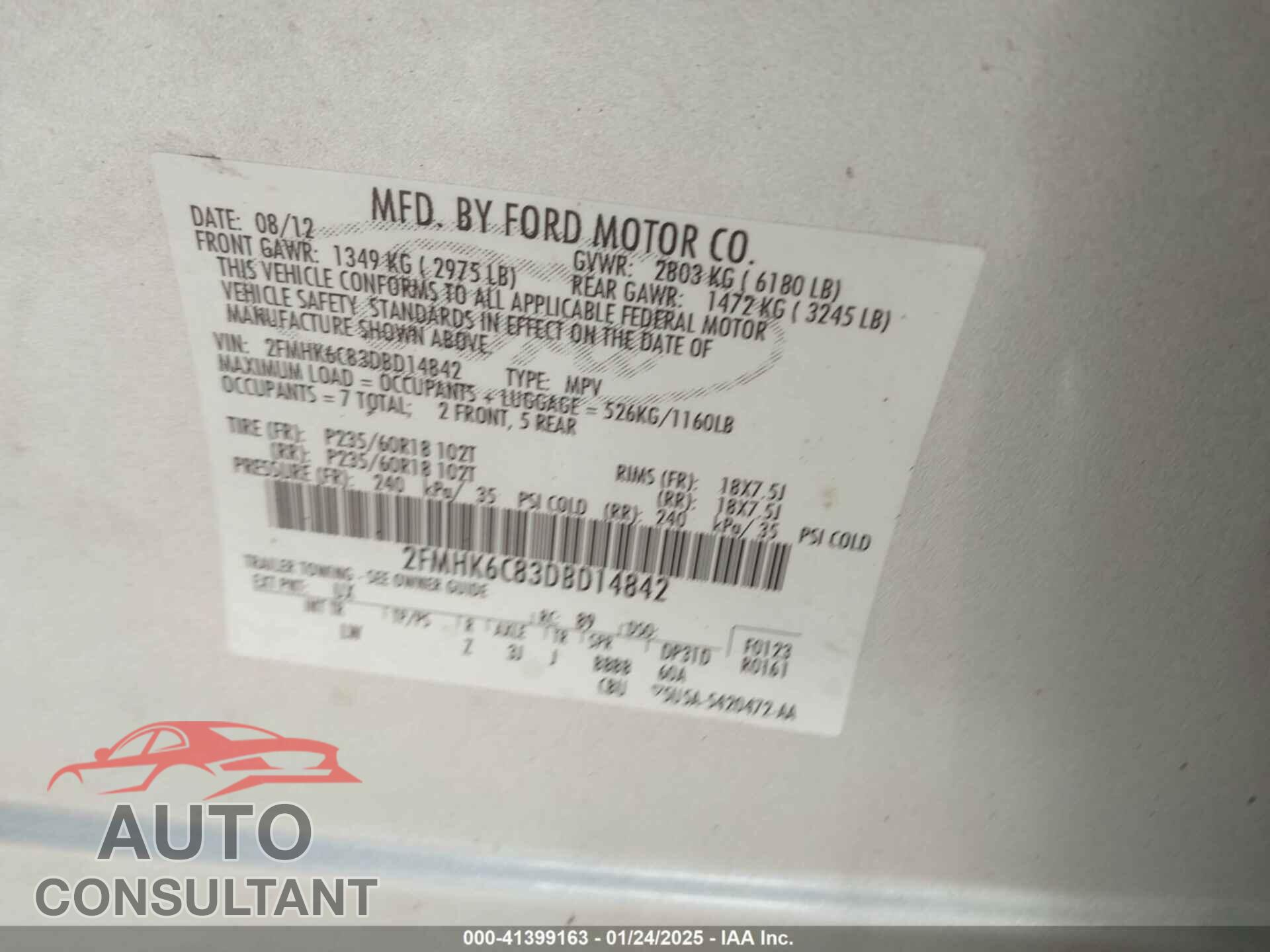 FORD FLEX 2013 - 2FMHK6C83DBD14842