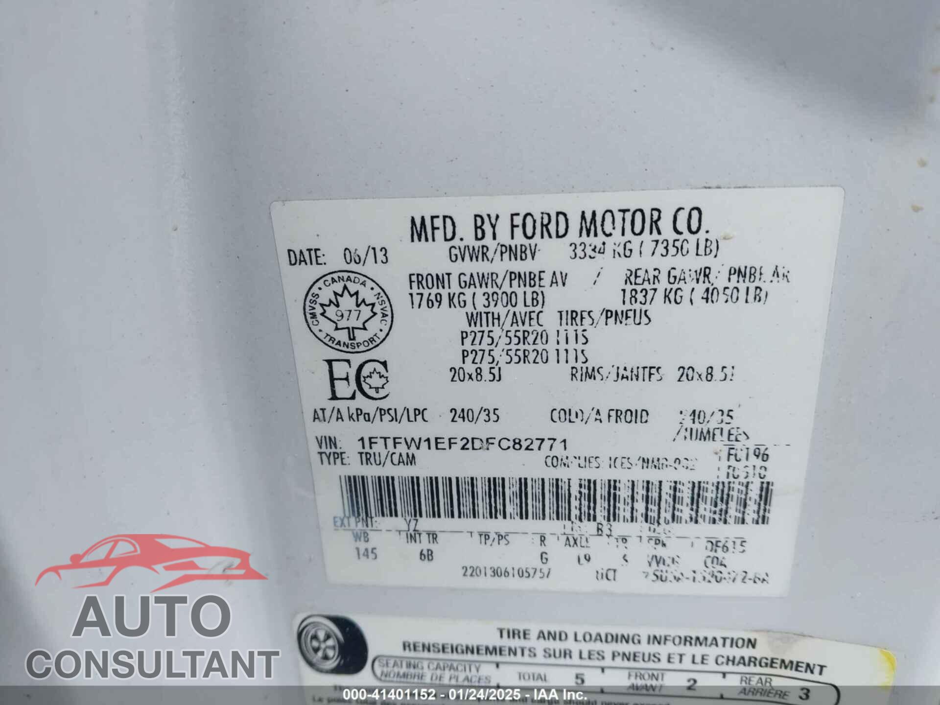FORD F-150 2013 - 1FTFW1EF2DFC82771