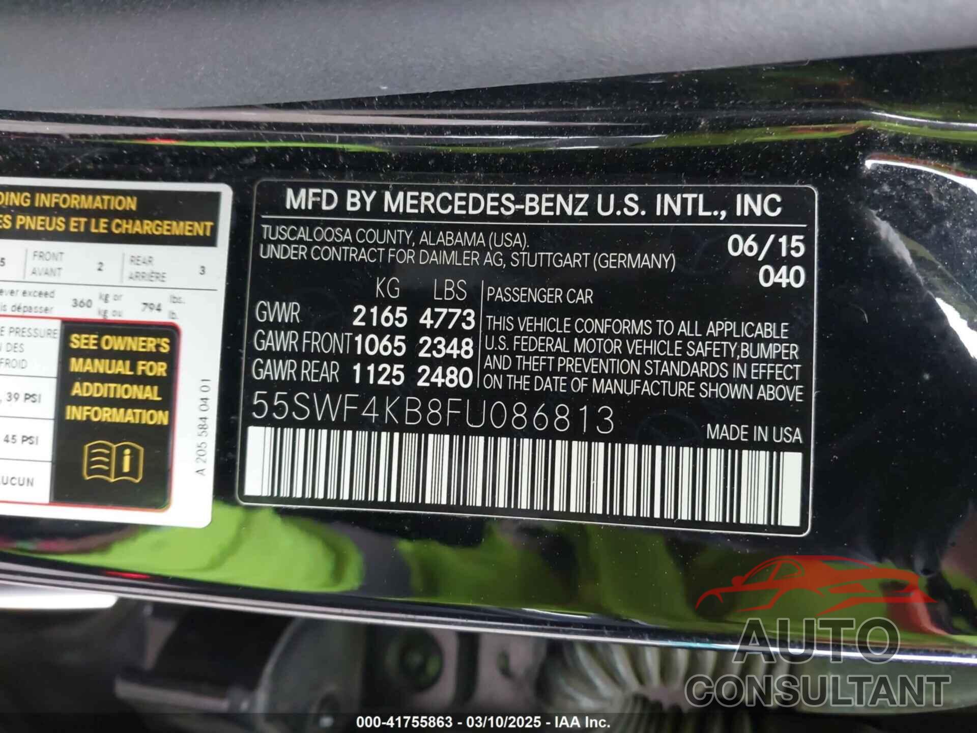 MERCEDES-BENZ C 300 2015 - 55SWF4KB8FU086813