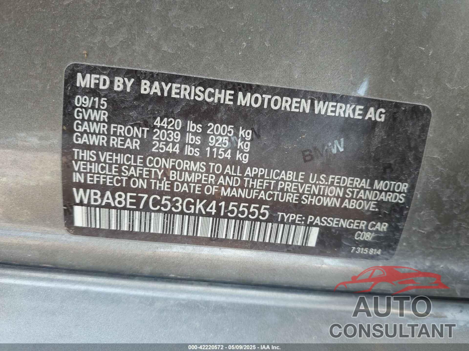 BMW 328I 2016 - WBA8E7C53GK415555