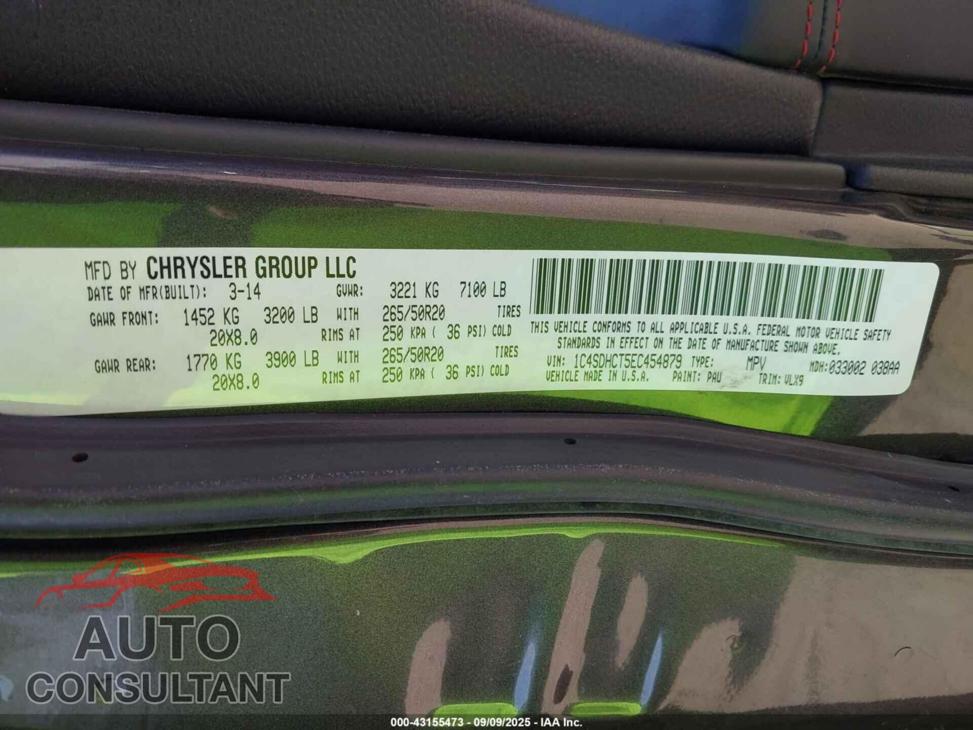 DODGE DURANGO 2014 - 1C4SDHCT5EC454879