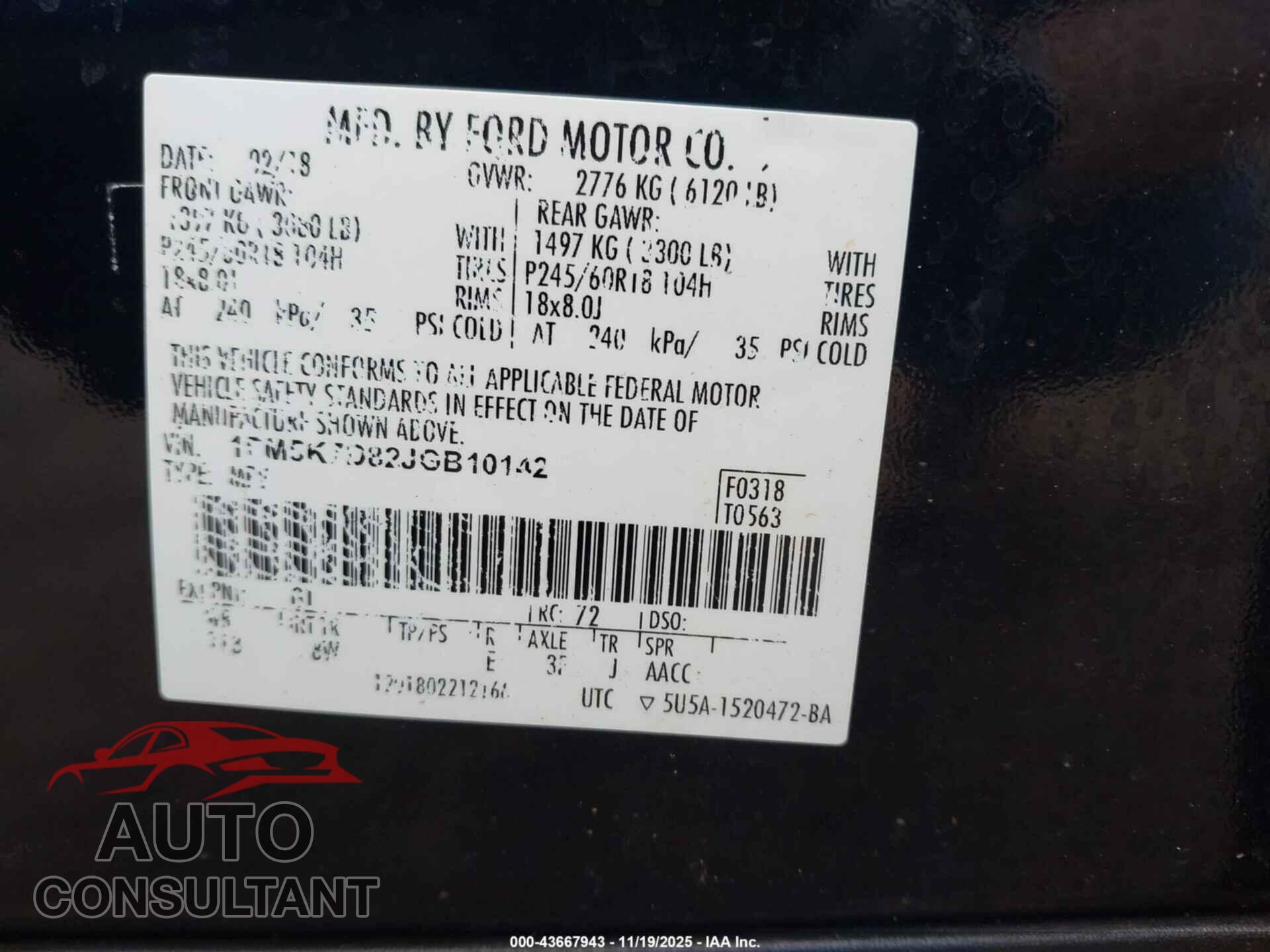 FORD EXPLORER 2018 - 1FM5K7D82JGB10142