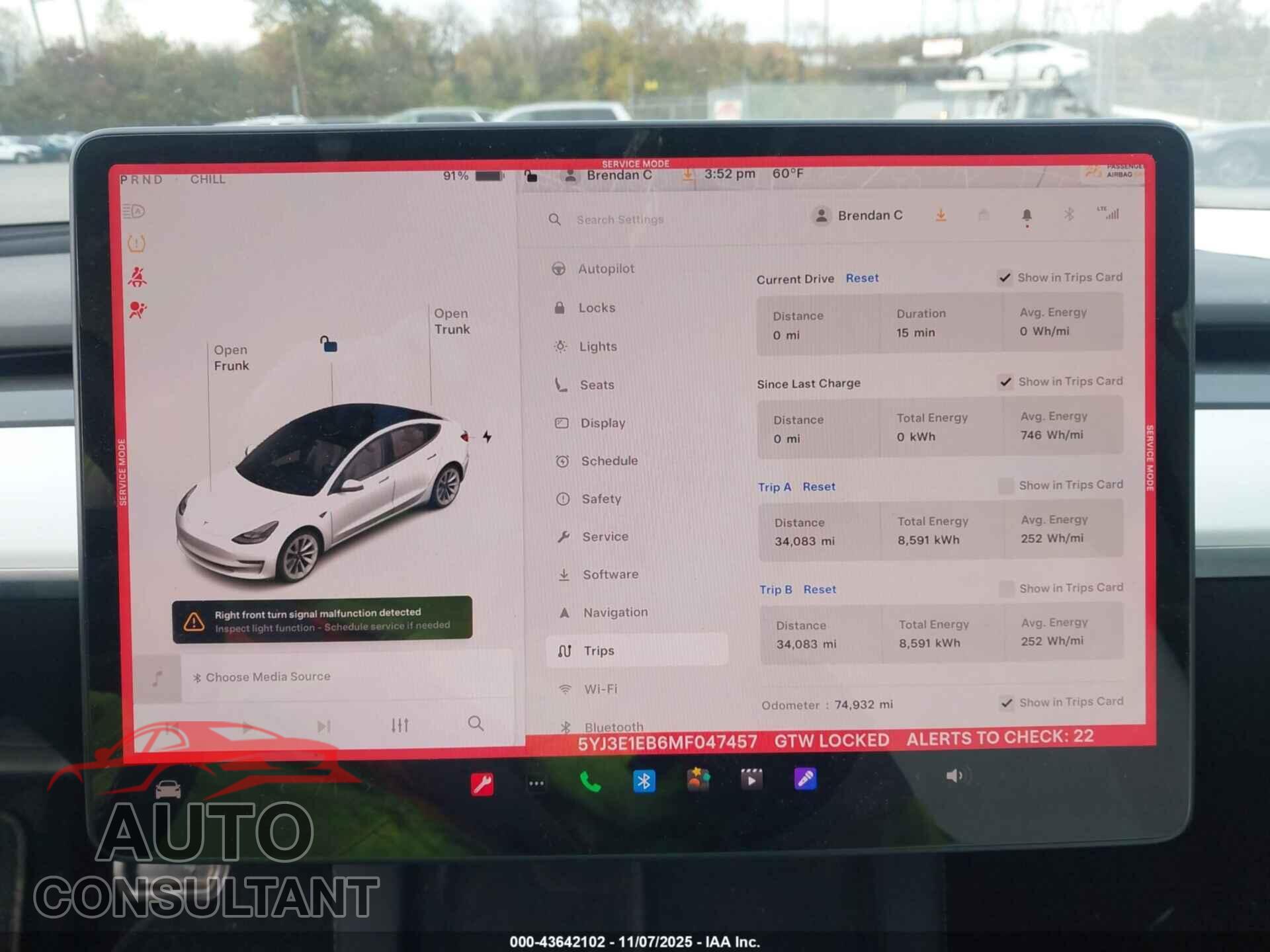 TESLA MODEL 3 2021 - 5YJ3E1EB6MF047457