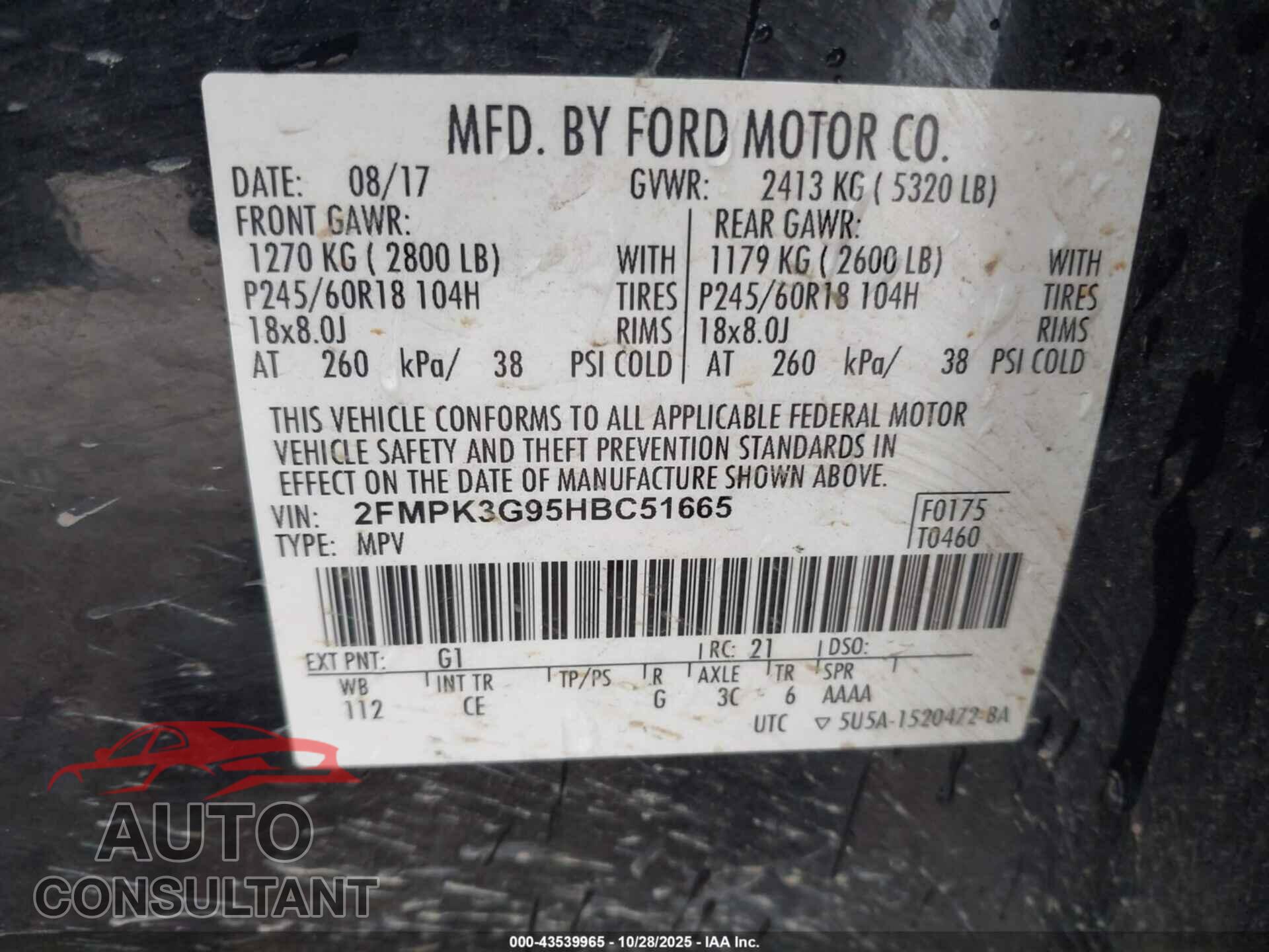 FORD EDGE 2017 - 2FMPK3G95HBC51665