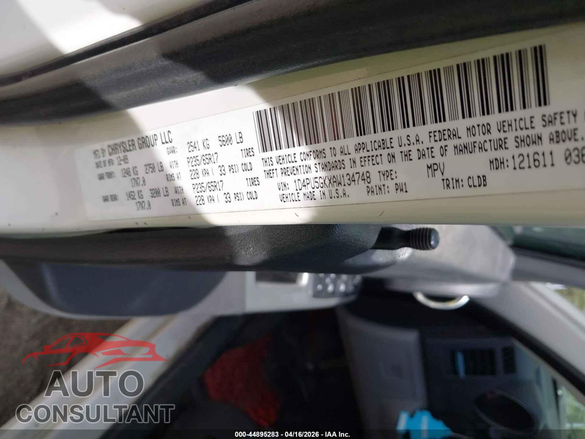 DODGE NITRO 2010 - 1D4PU5GKXAW134748