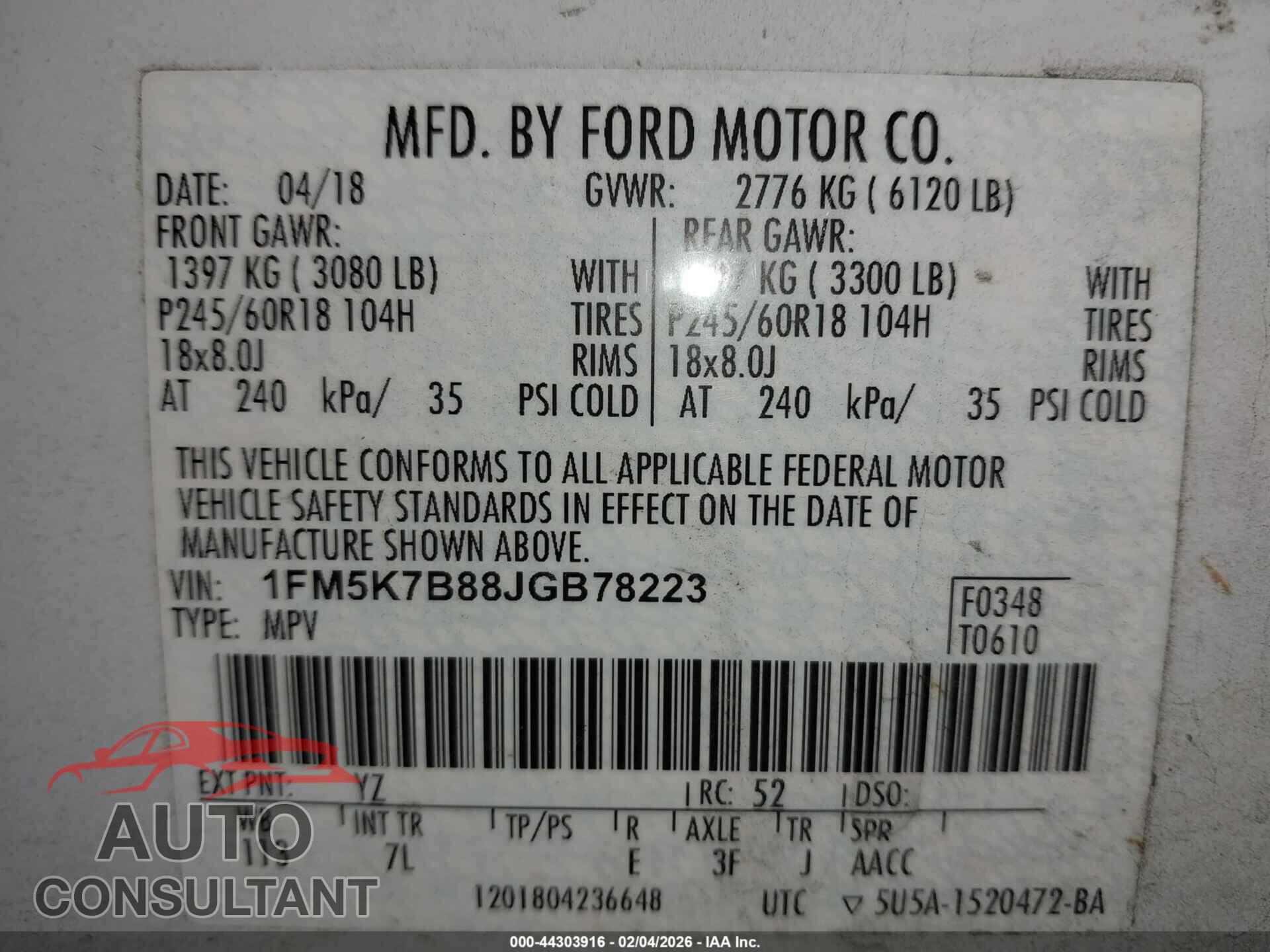 FORD EXPLORER 2018 - 1FM5K7B88JGB78223