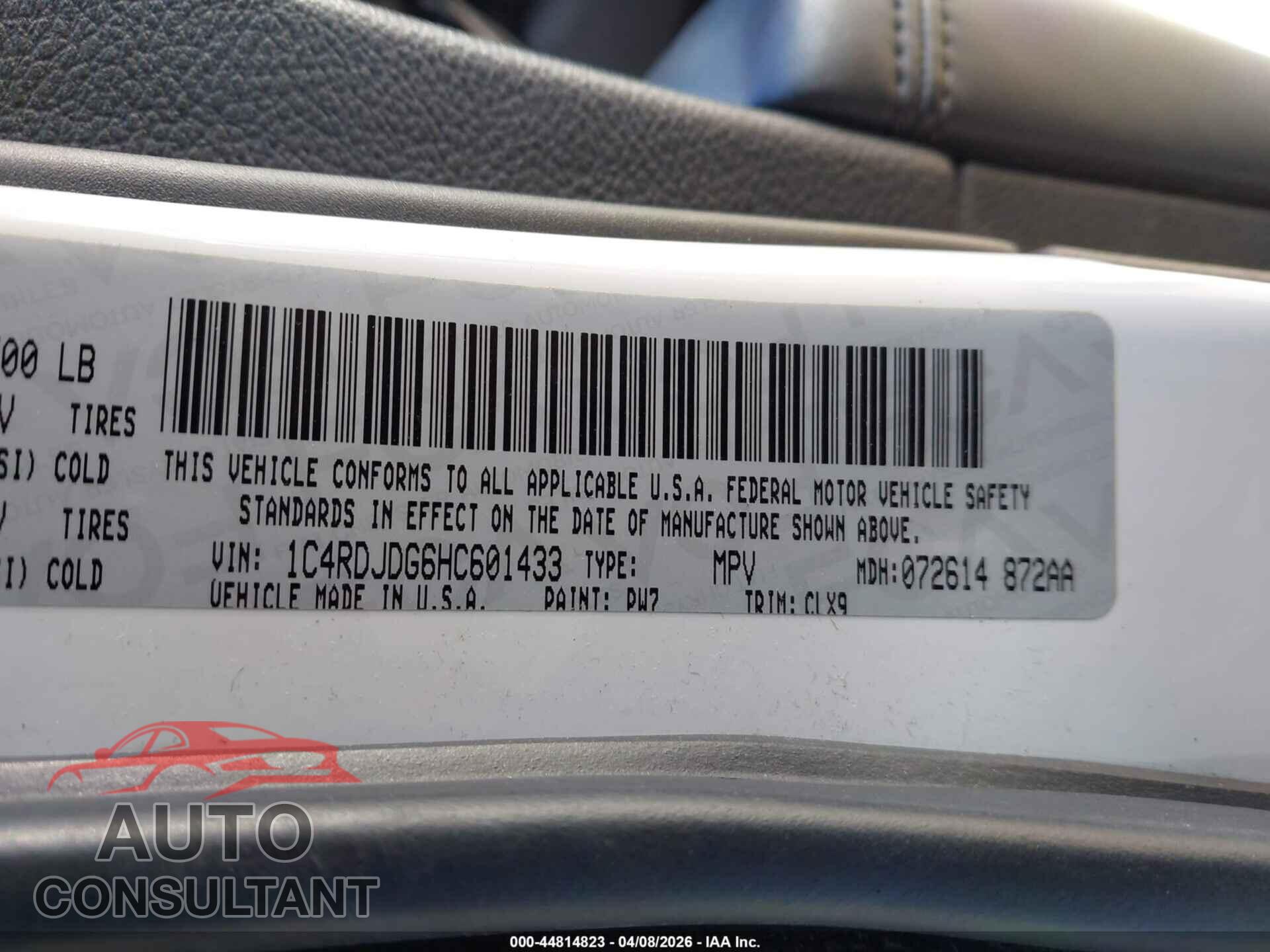 DODGE DURANGO 2017 - 1C4RDJDG6HC601433
