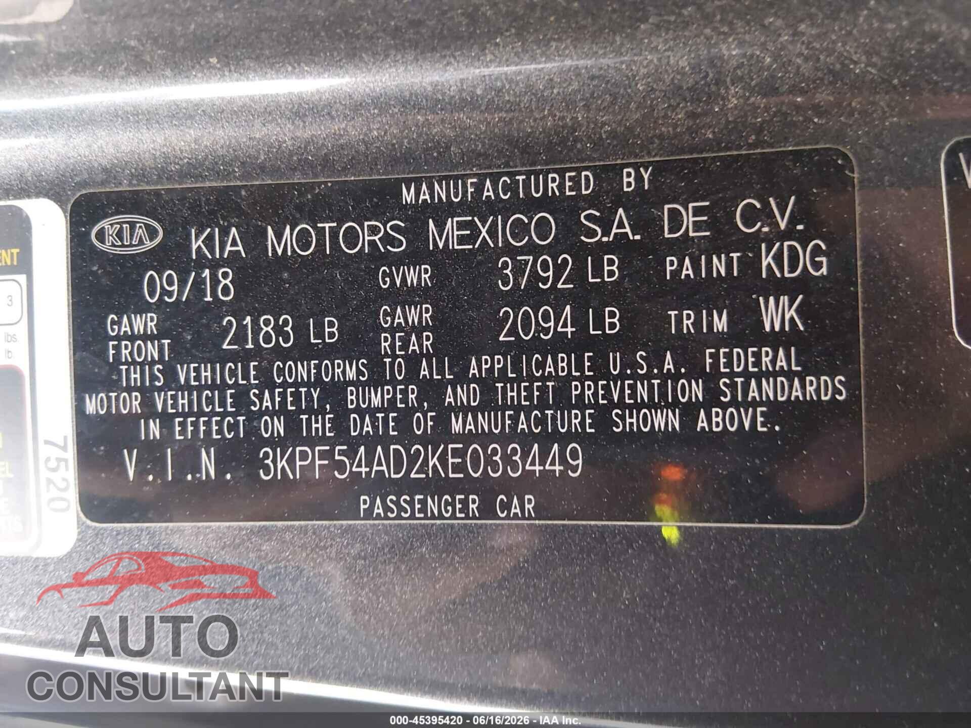 KIA FORTE 2019 - 3KPF54AD2KE033449