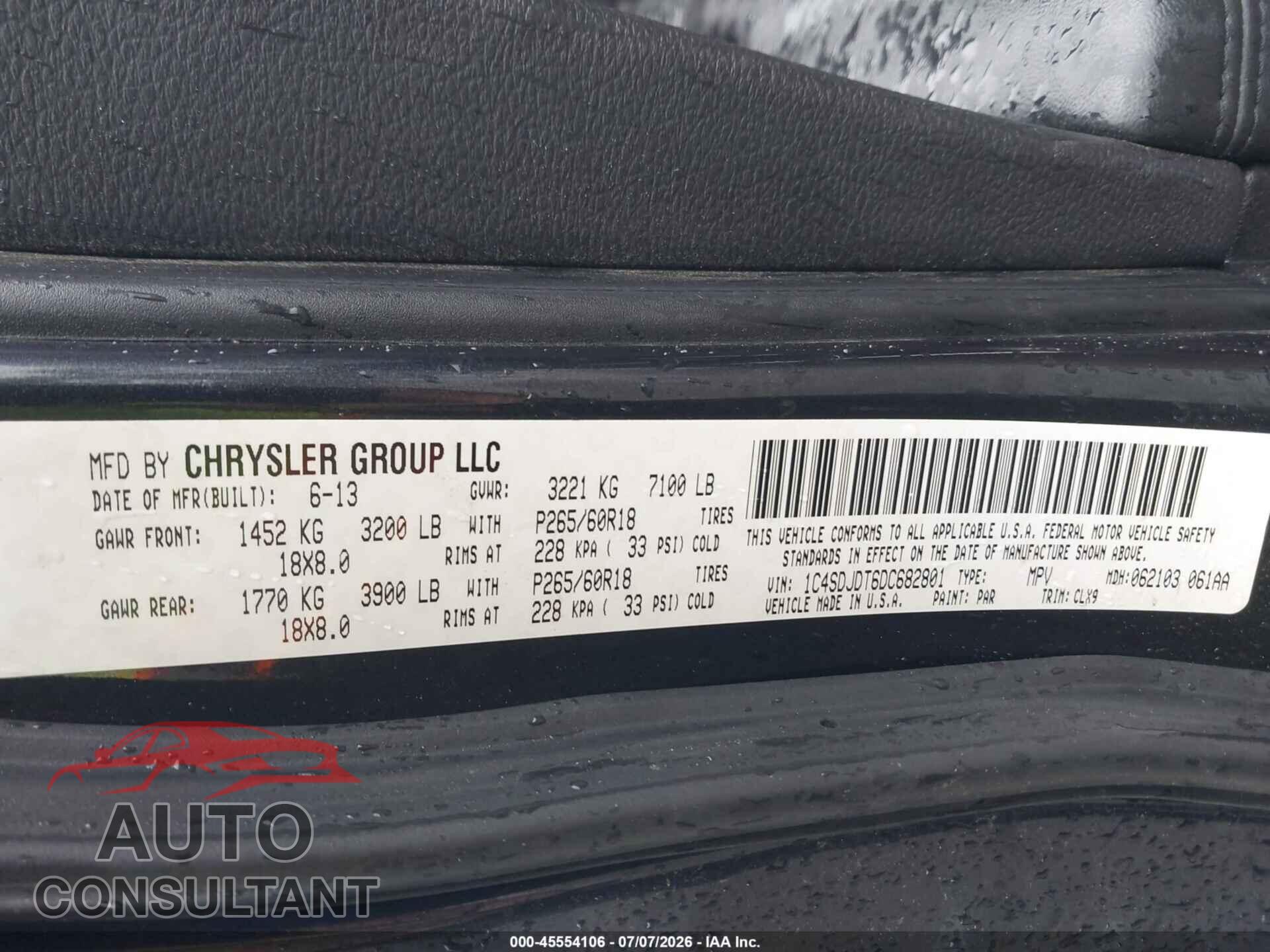 DODGE DURANGO 2013 - 1C4SDJDT6DC682801