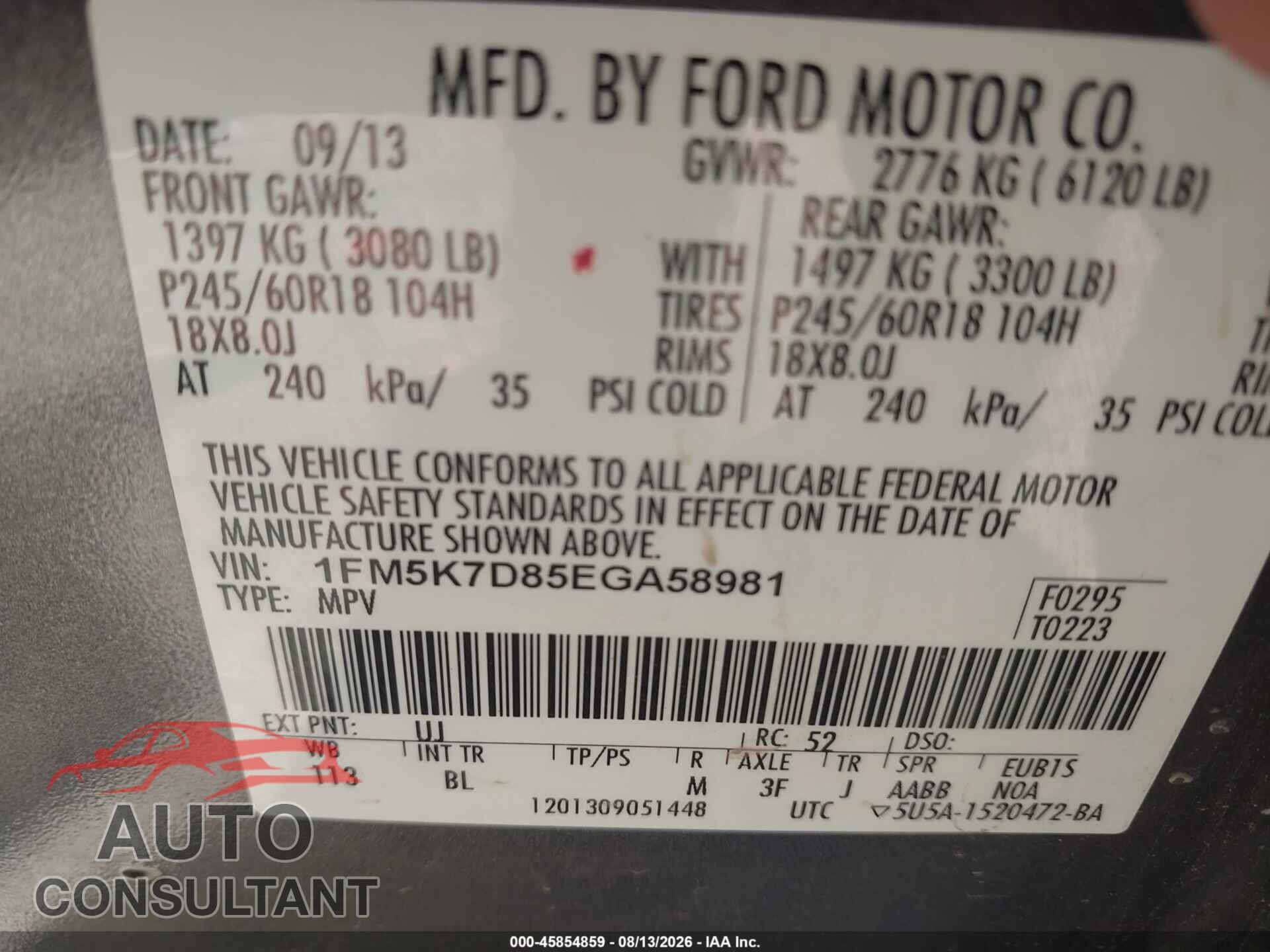 FORD EXPLORER 2014 - 1FM5K7D85EGA58981