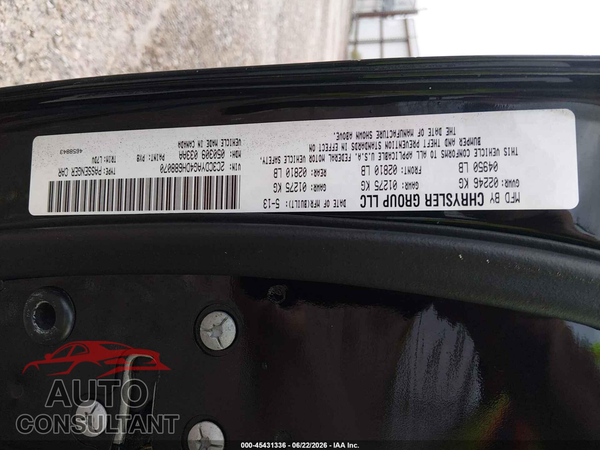 DODGE CHALLENGER 2013 - 2C3CDYAG4DH688070