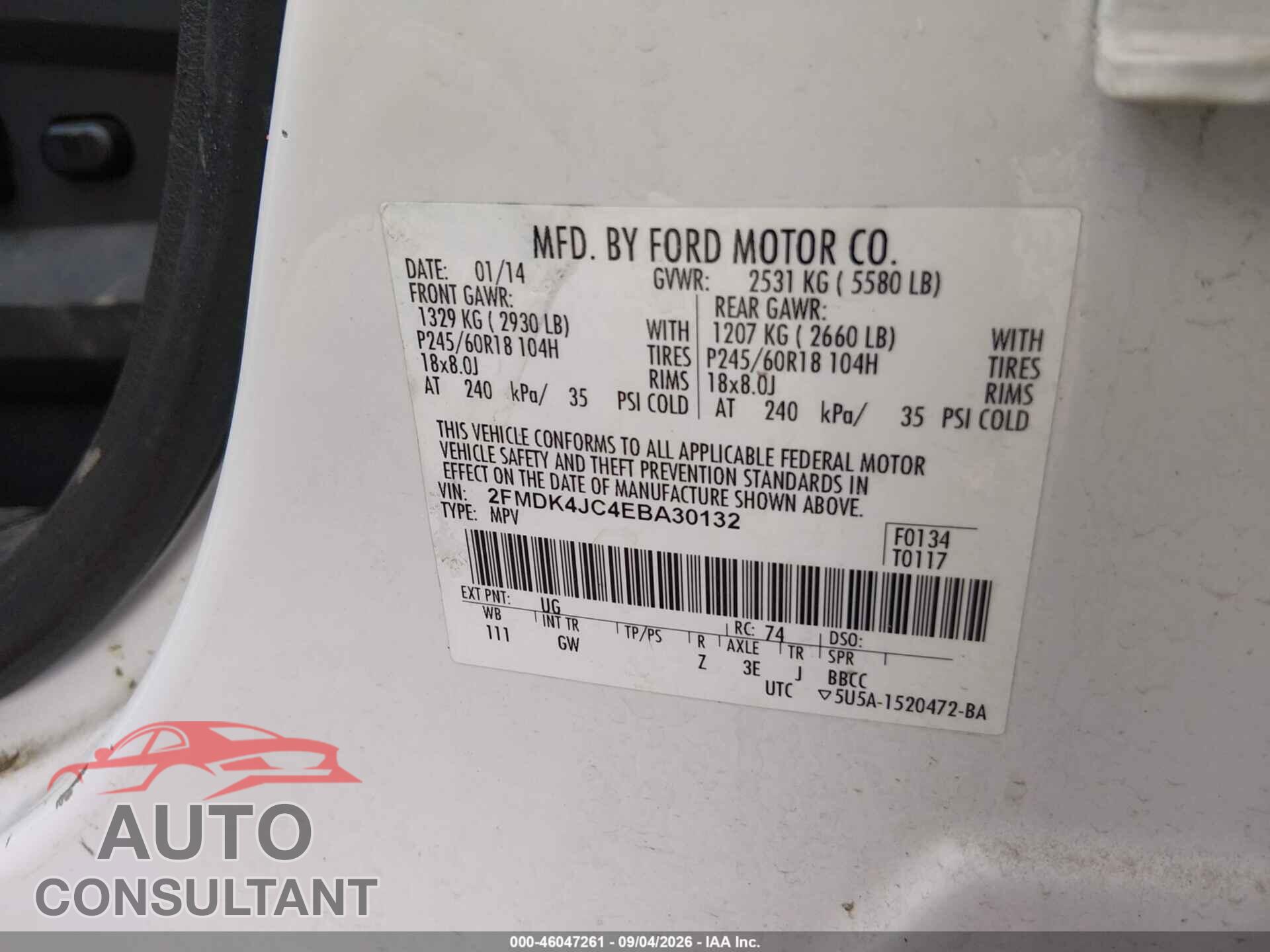 FORD EDGE 2014 - 2FMDK4JC4EBA30132