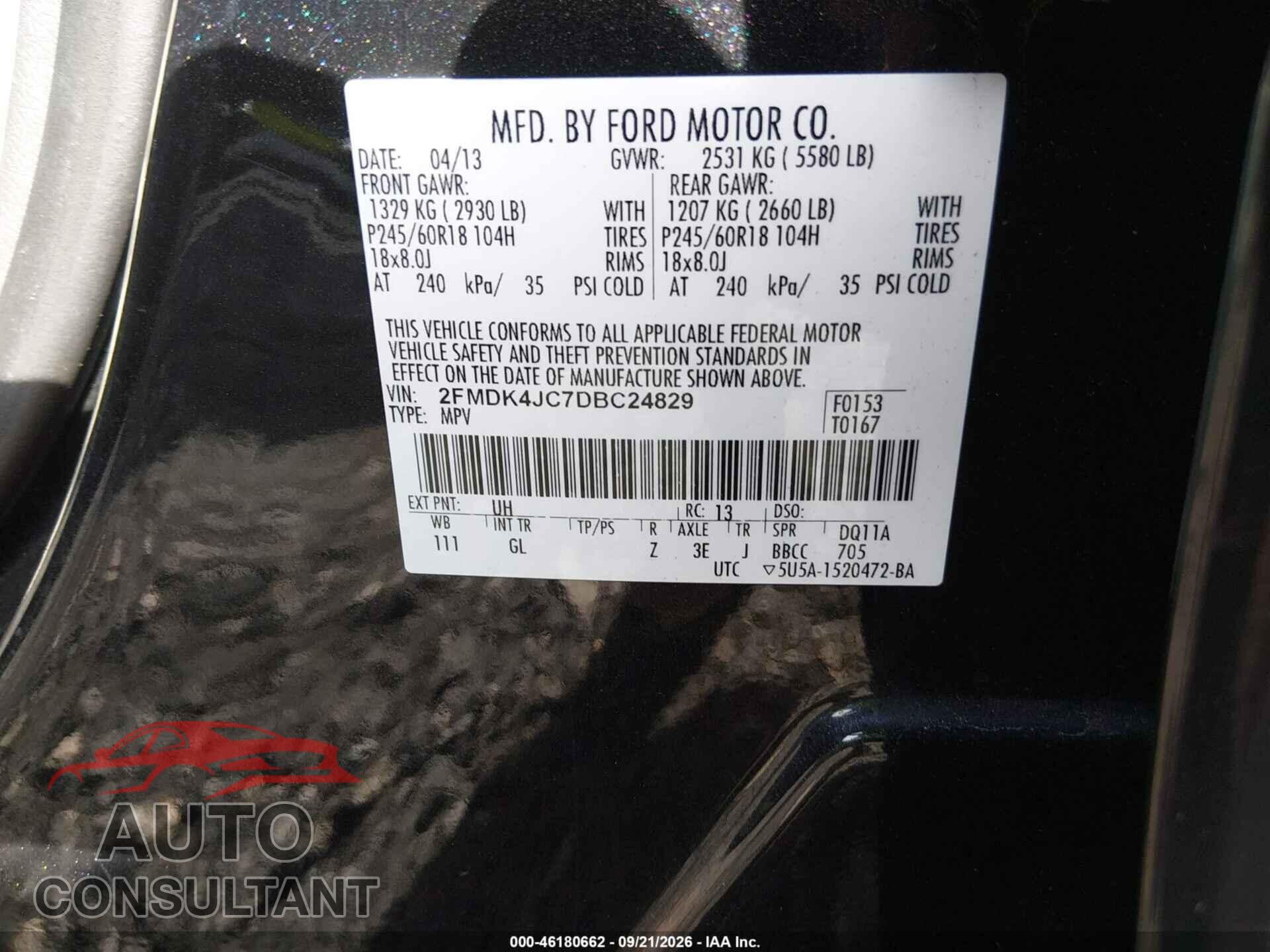 FORD EDGE 2013 - 2FMDK4JC7DBC24829