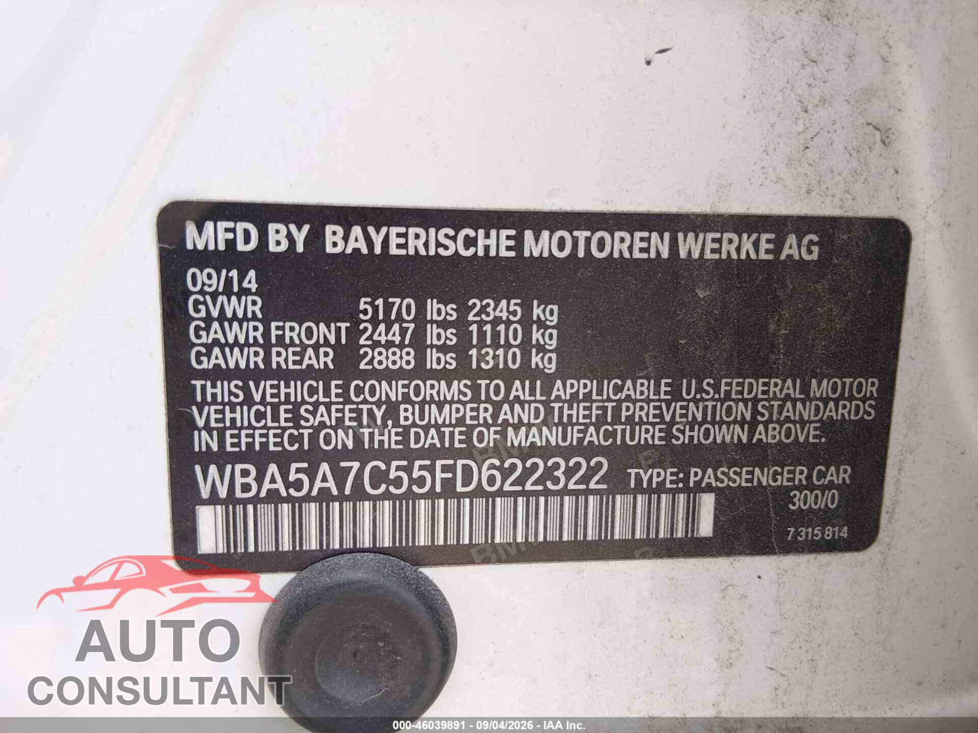 BMW 528I 2015 - WBA5A7C55FD622322
