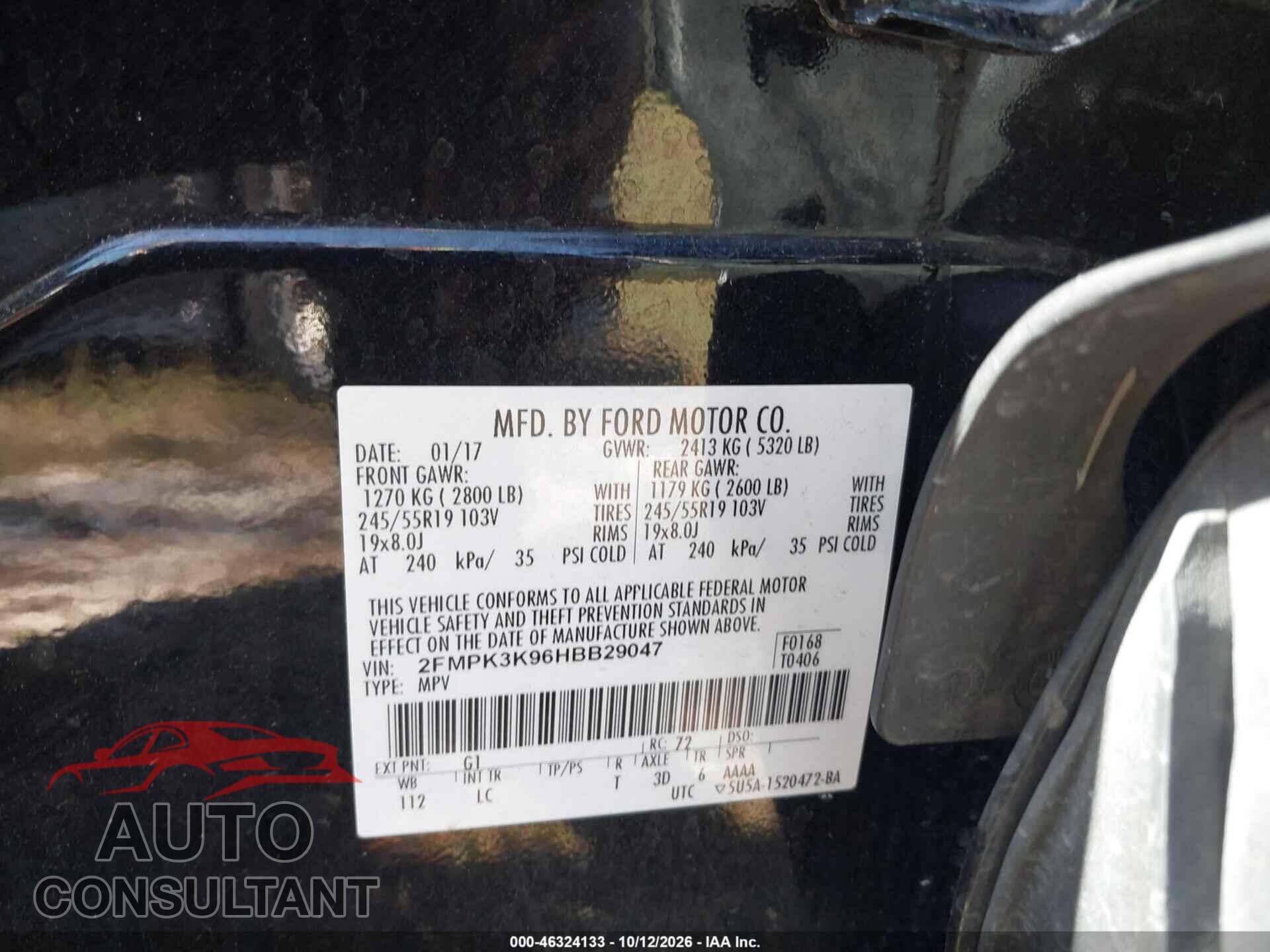 FORD EDGE 2017 - 2FMPK3K96HBB29047