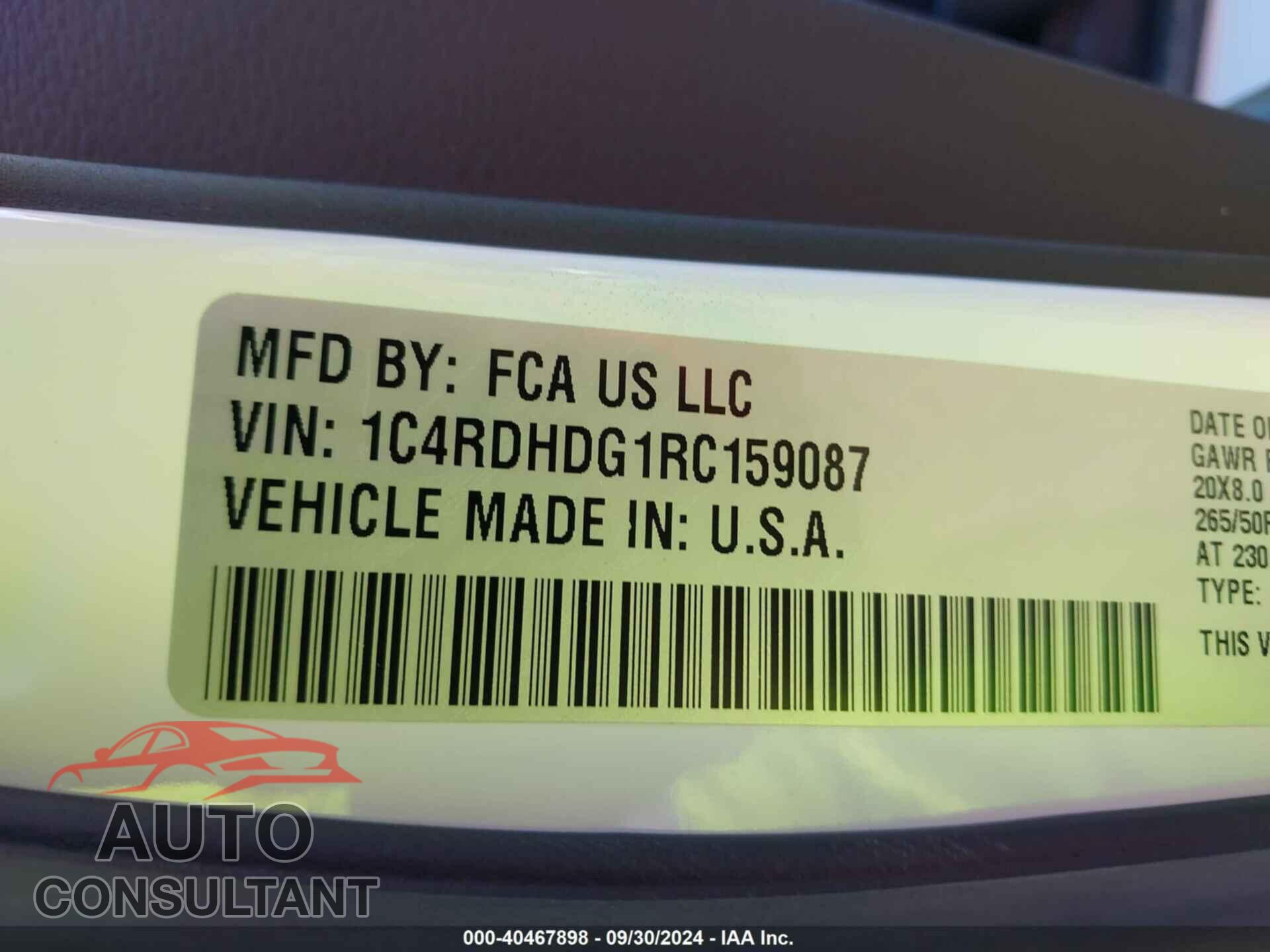 DODGE DURANGO 2024 - 1C4RDHDG1RC159087