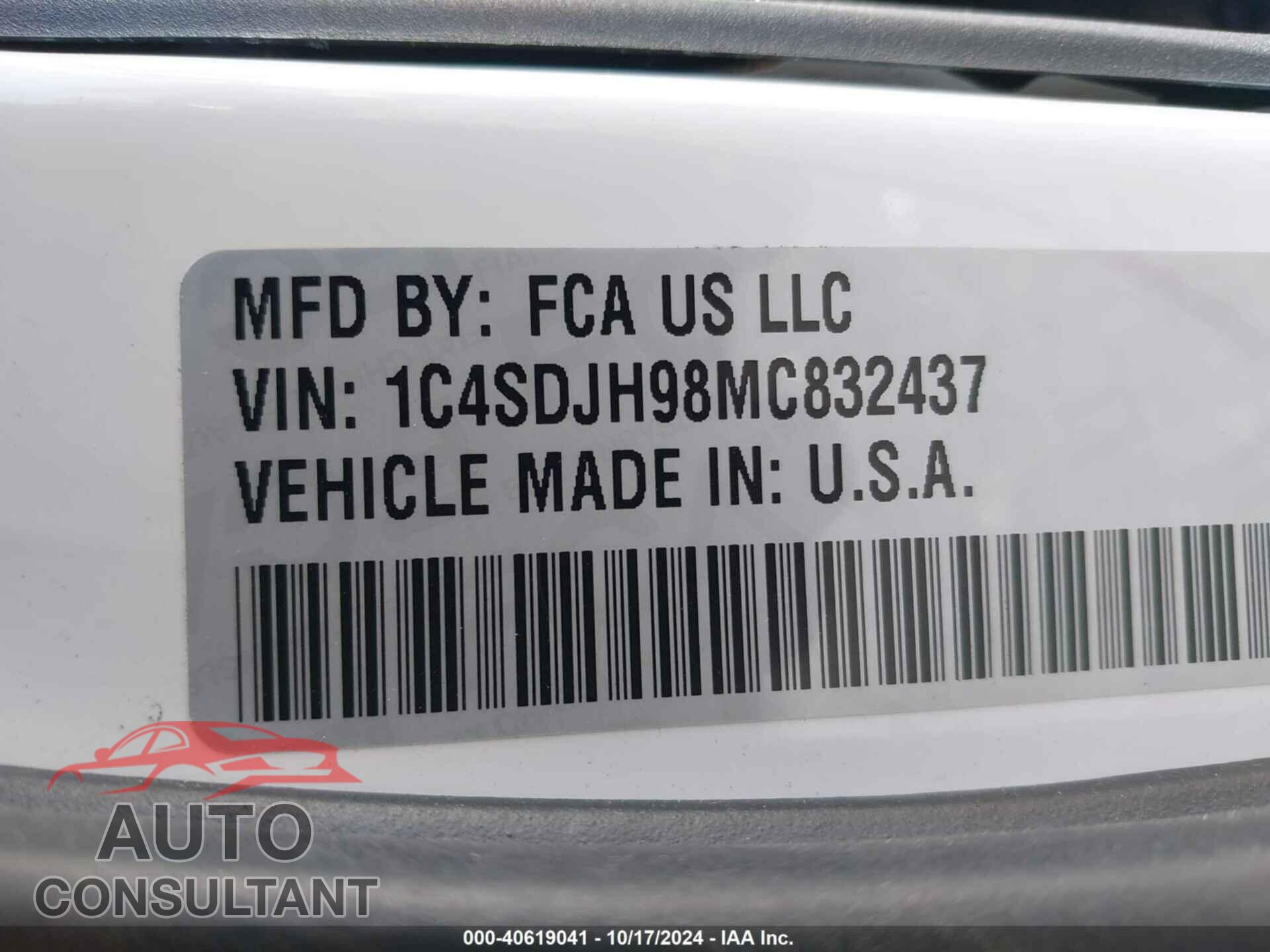 DODGE DURANGO 2021 - 1C4SDJH98MC832437