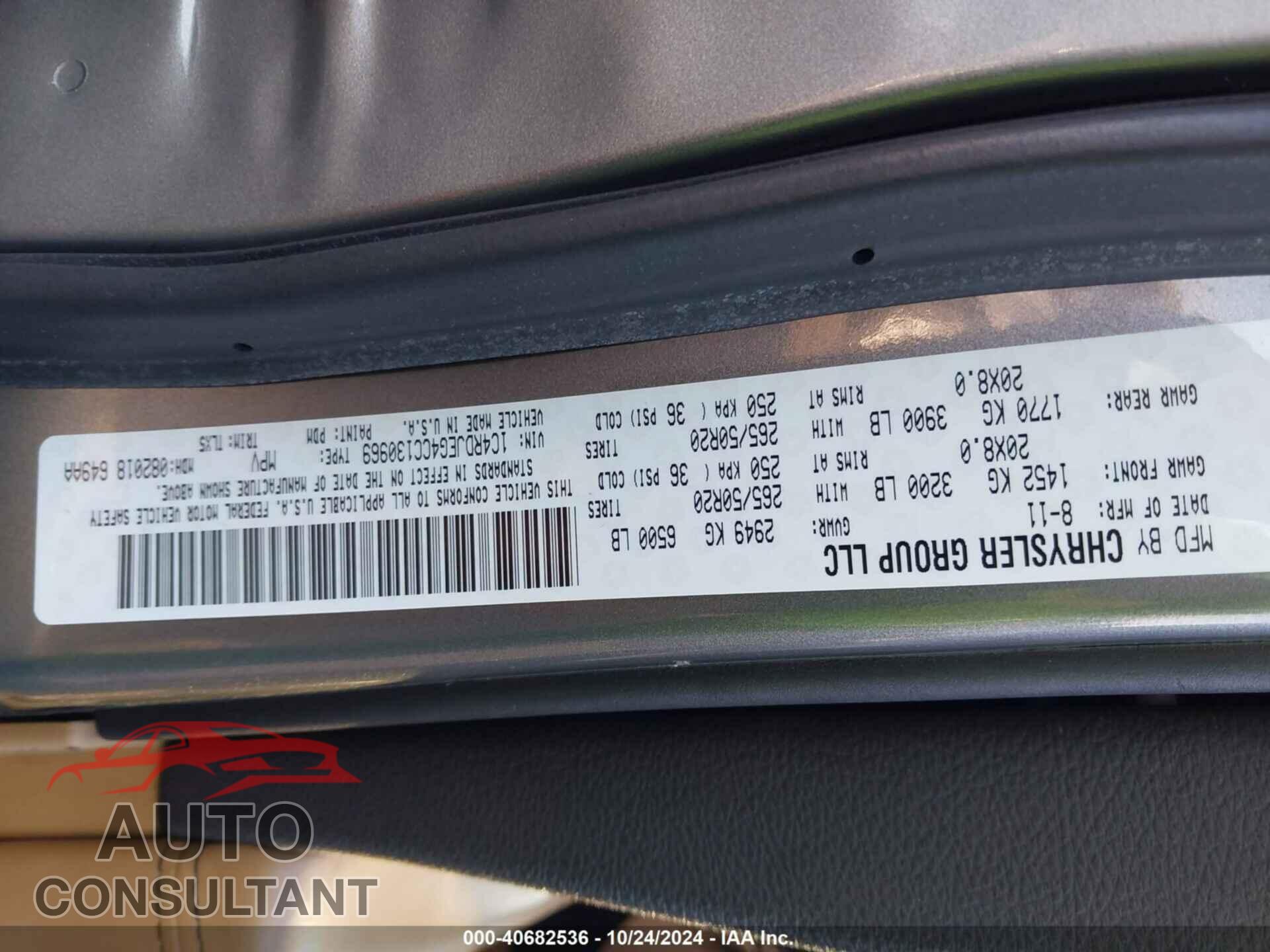 DODGE DURANGO 2012 - 1C4RDJEG4CC130969