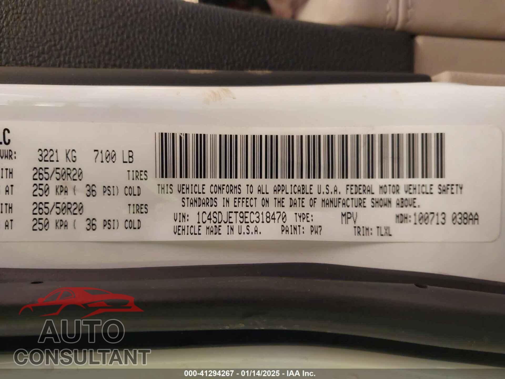 DODGE DURANGO 2014 - 1C4SDJET9EC318470