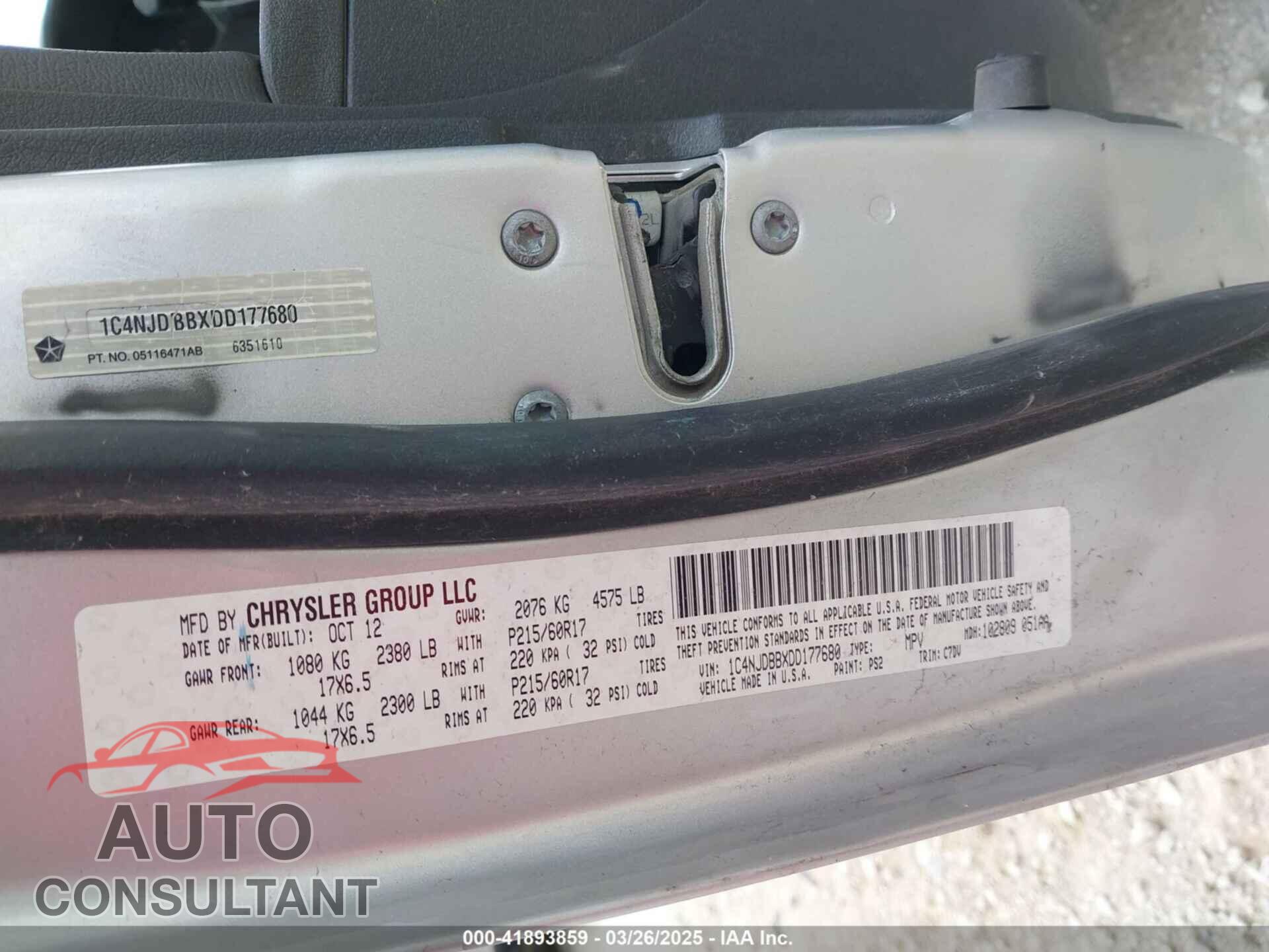 JEEP COMPASS 2013 - 1C4NJDBBXDD177680