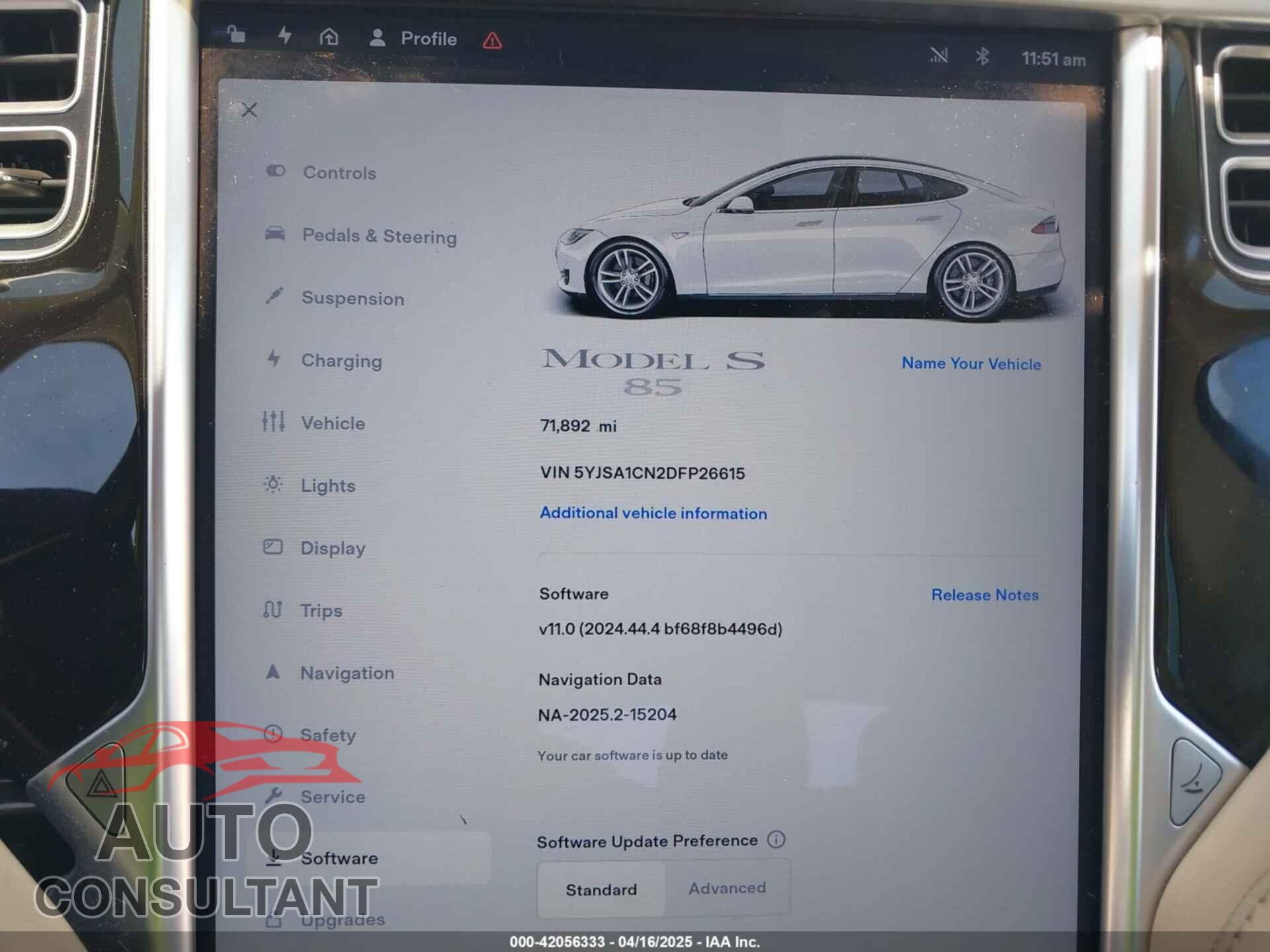 TESLA MODEL S 2013 - 5YJSA1CN2DFP26615