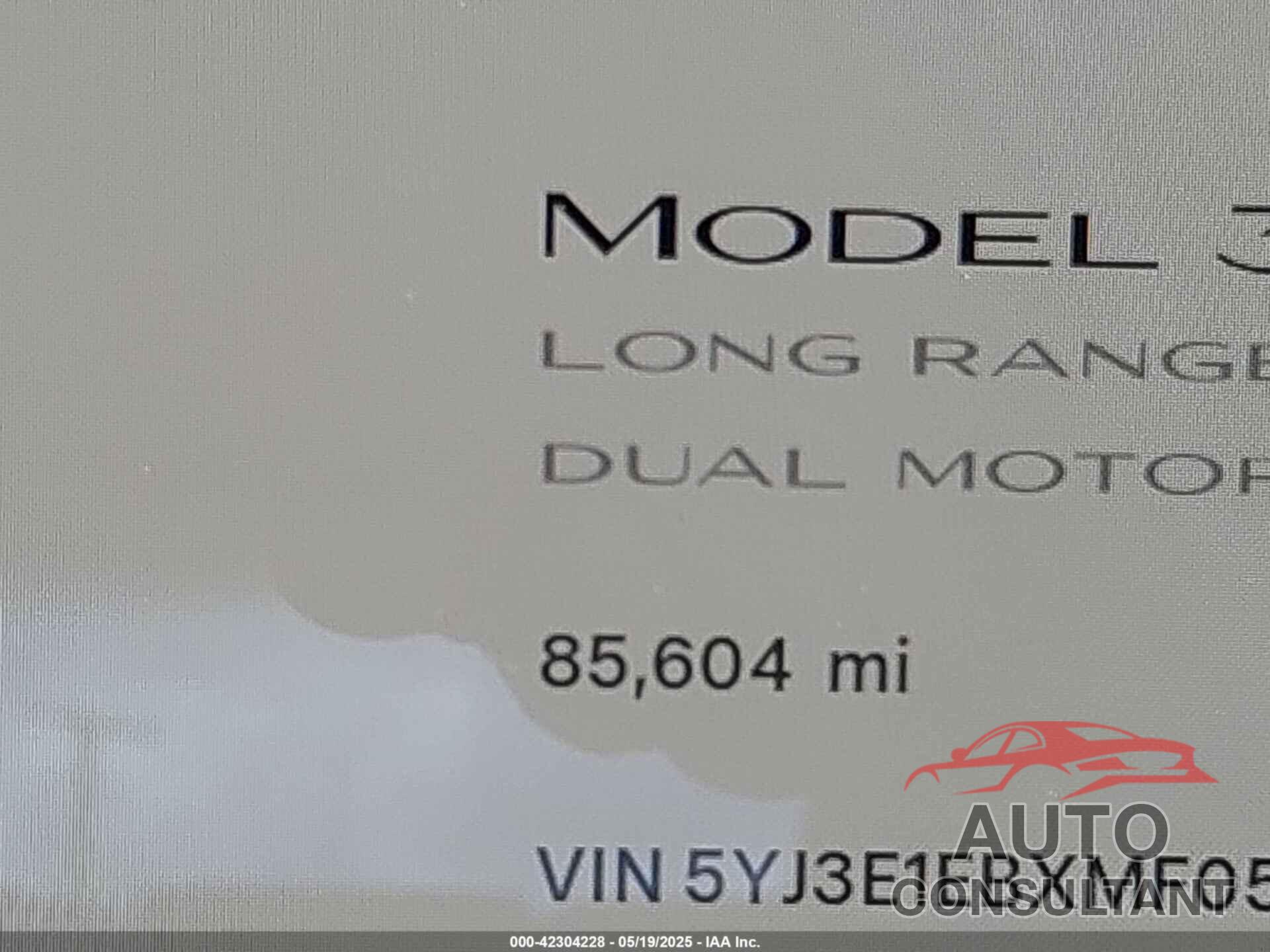 TESLA MODEL 3 2021 - 5YJ3E1EBXMF054945